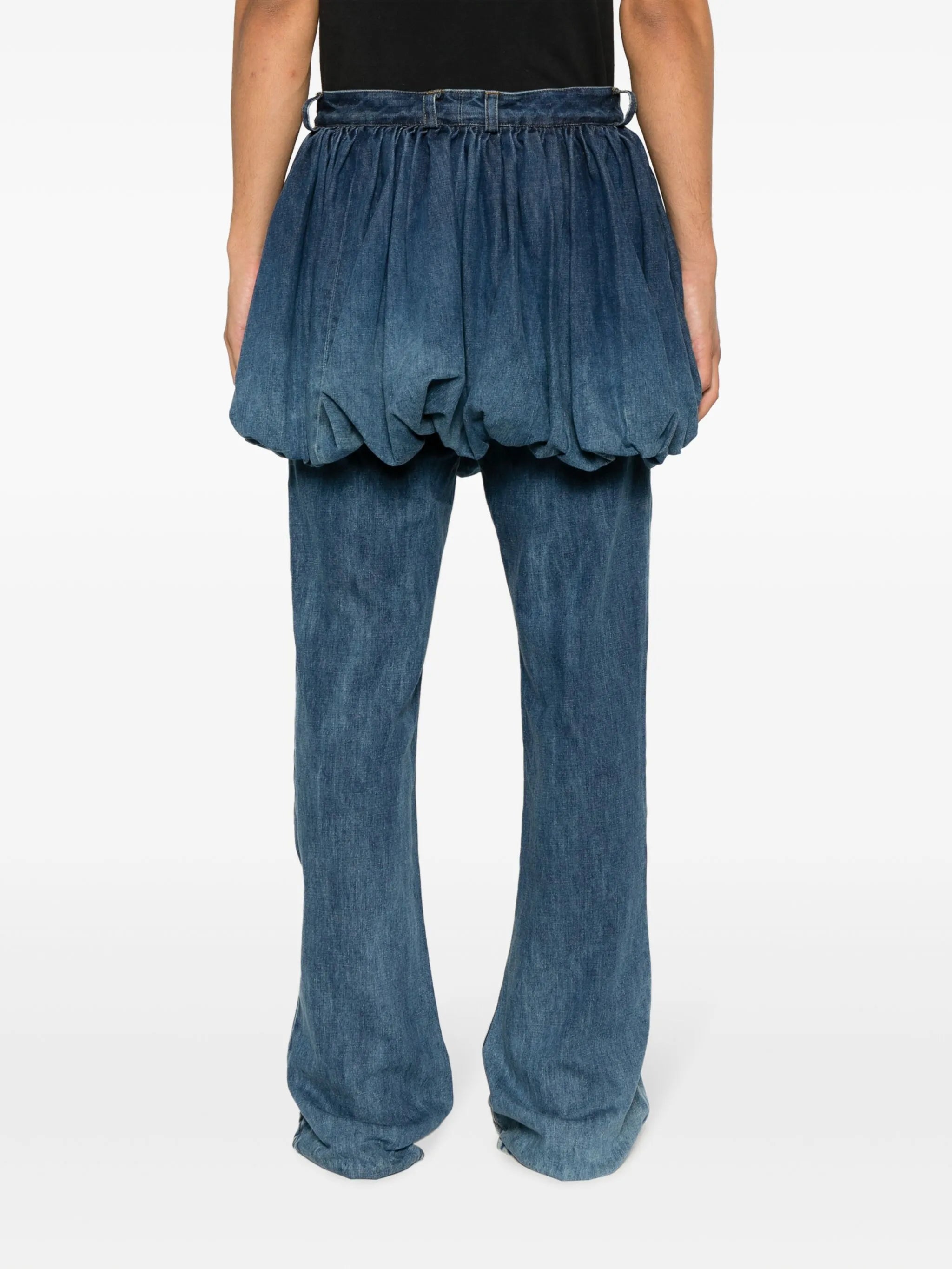 layered straight-leg jeans
