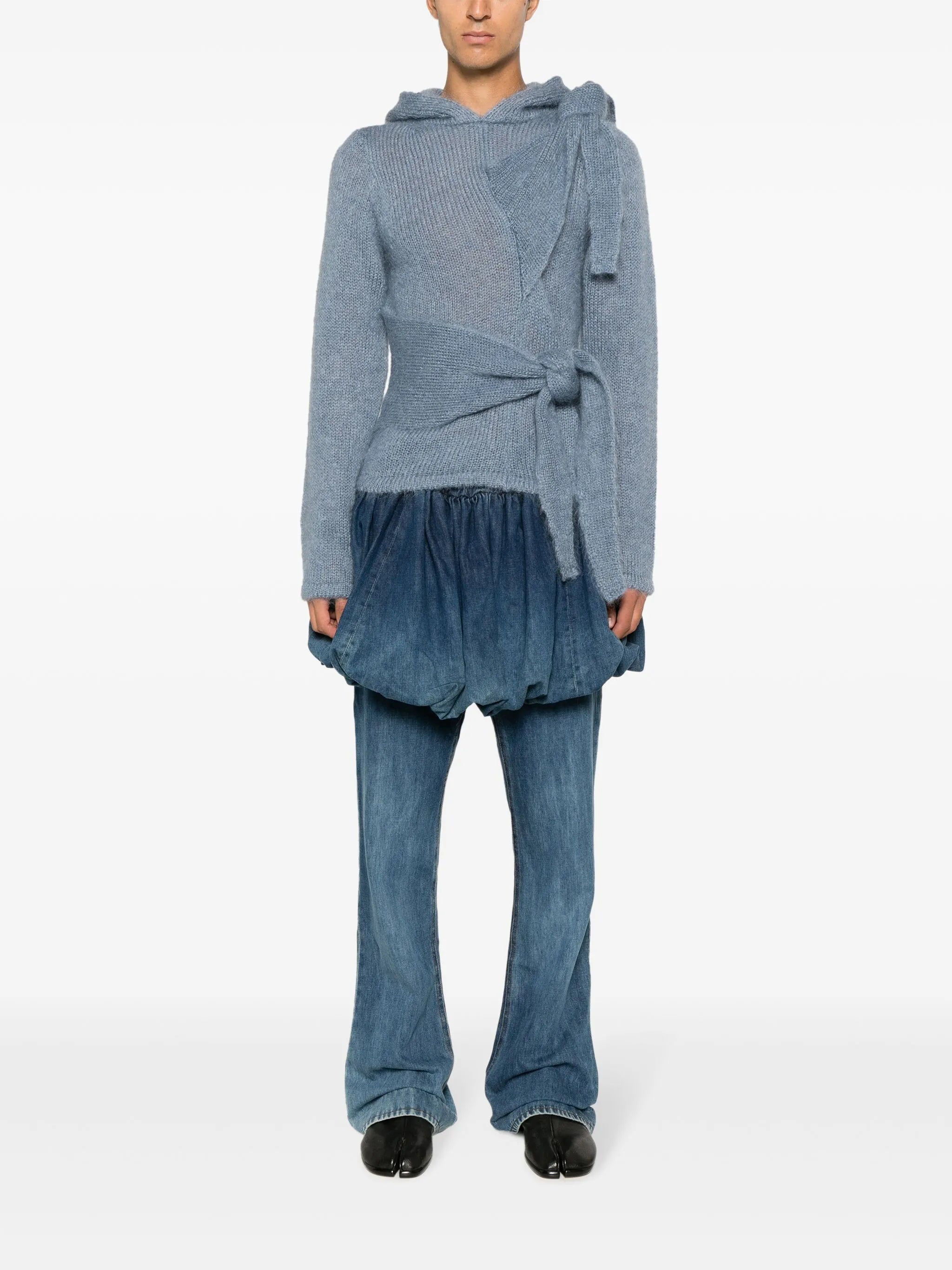 layered straight-leg jeans