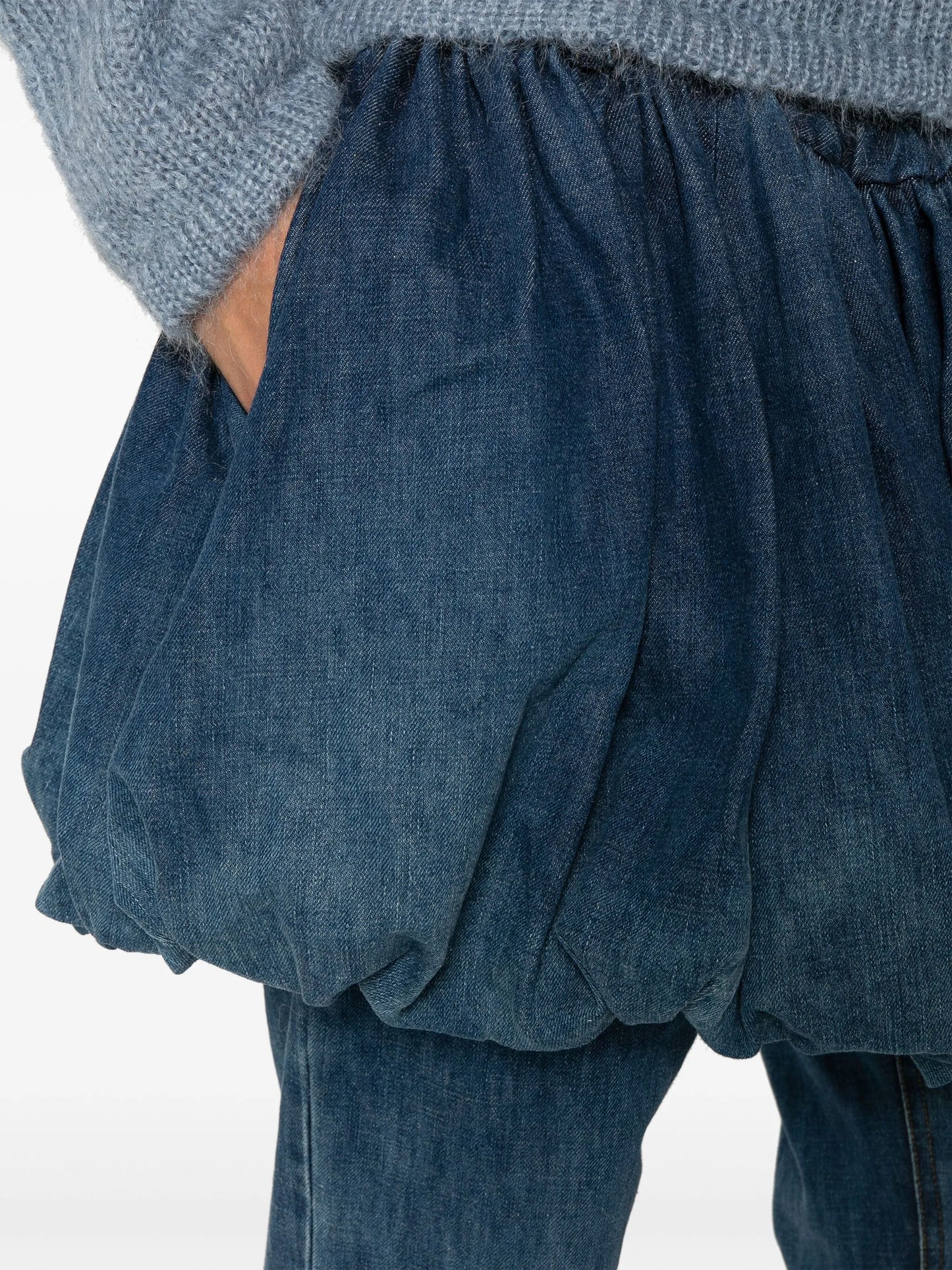 layered straight-leg jeans