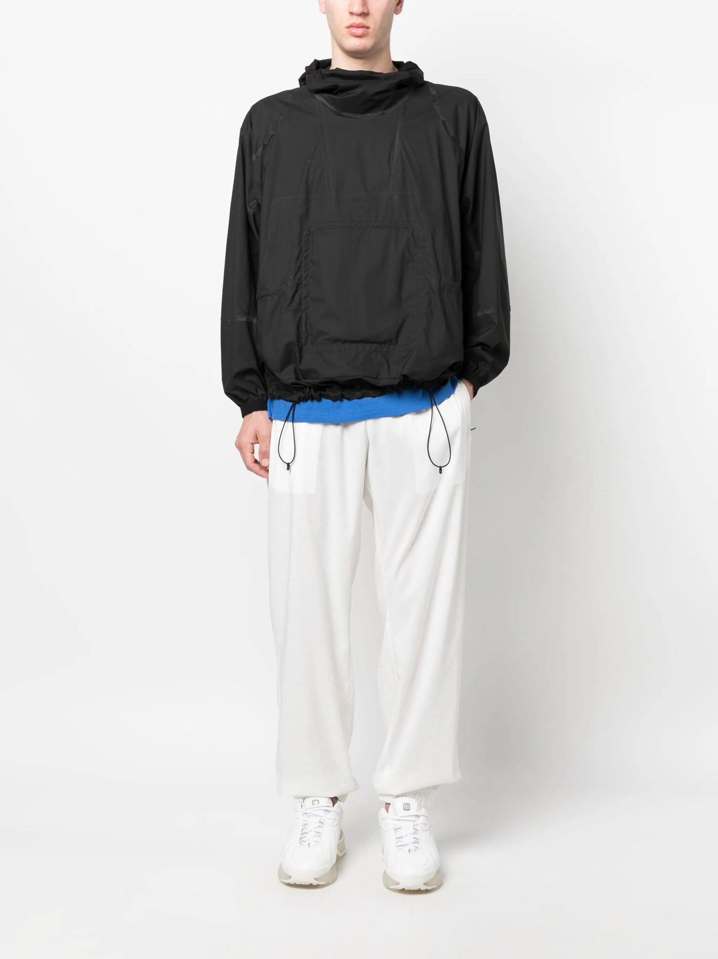 elastic-waist wide-leg trousers