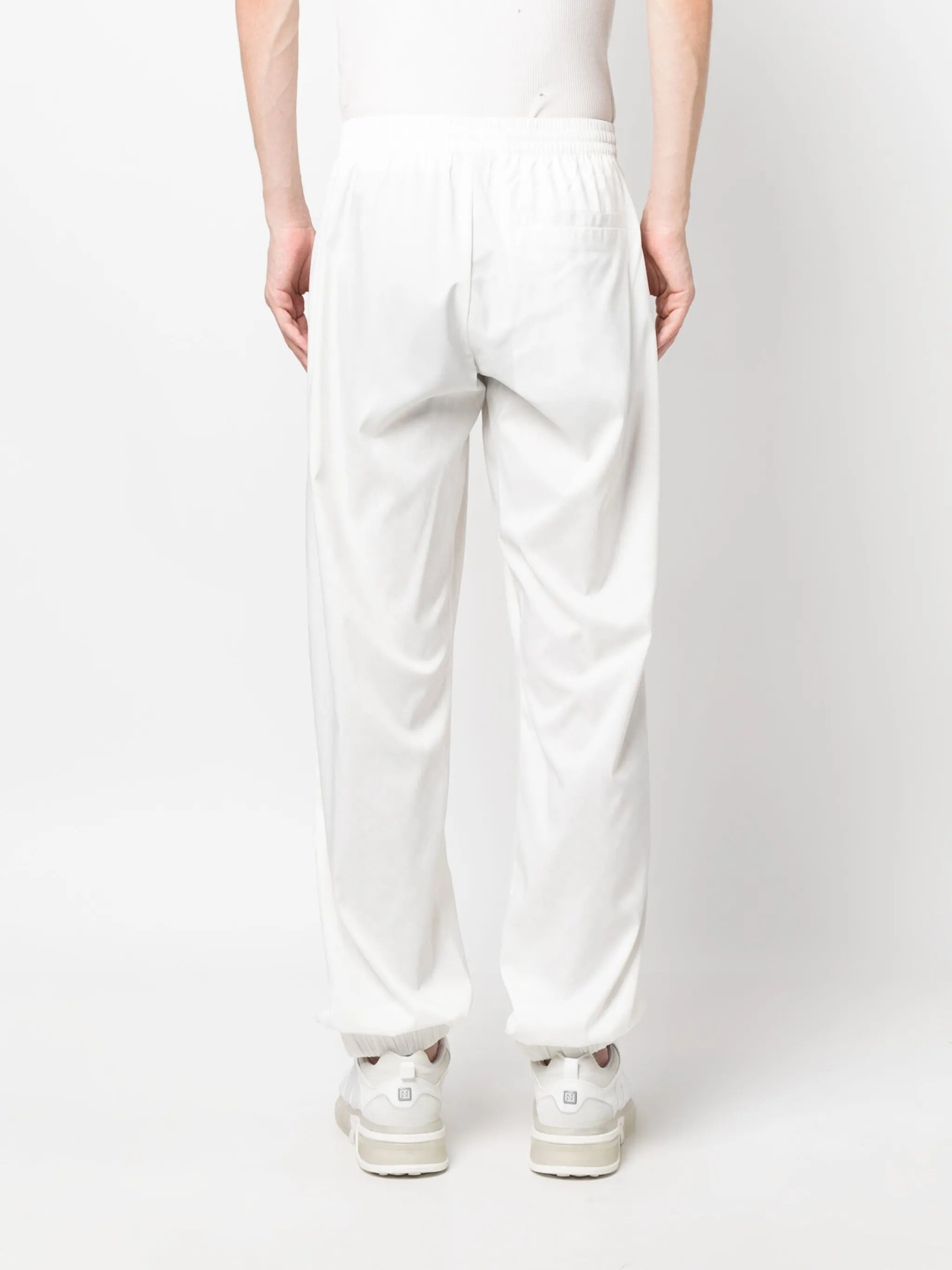 elastic-waist wide-leg trousers