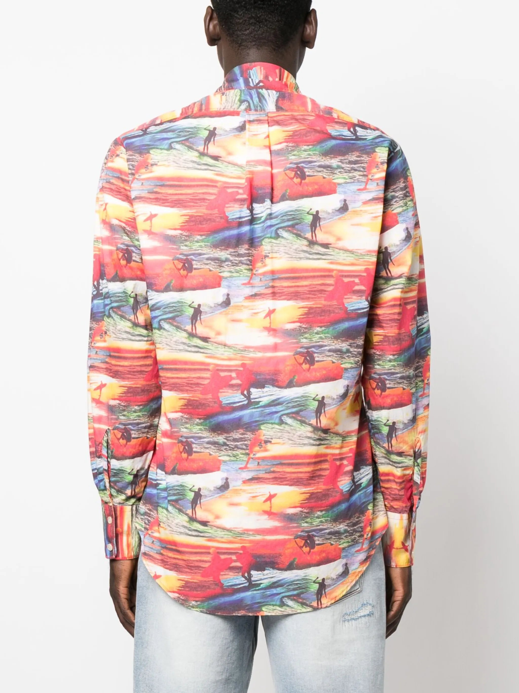 Sunset-print cotton shirt