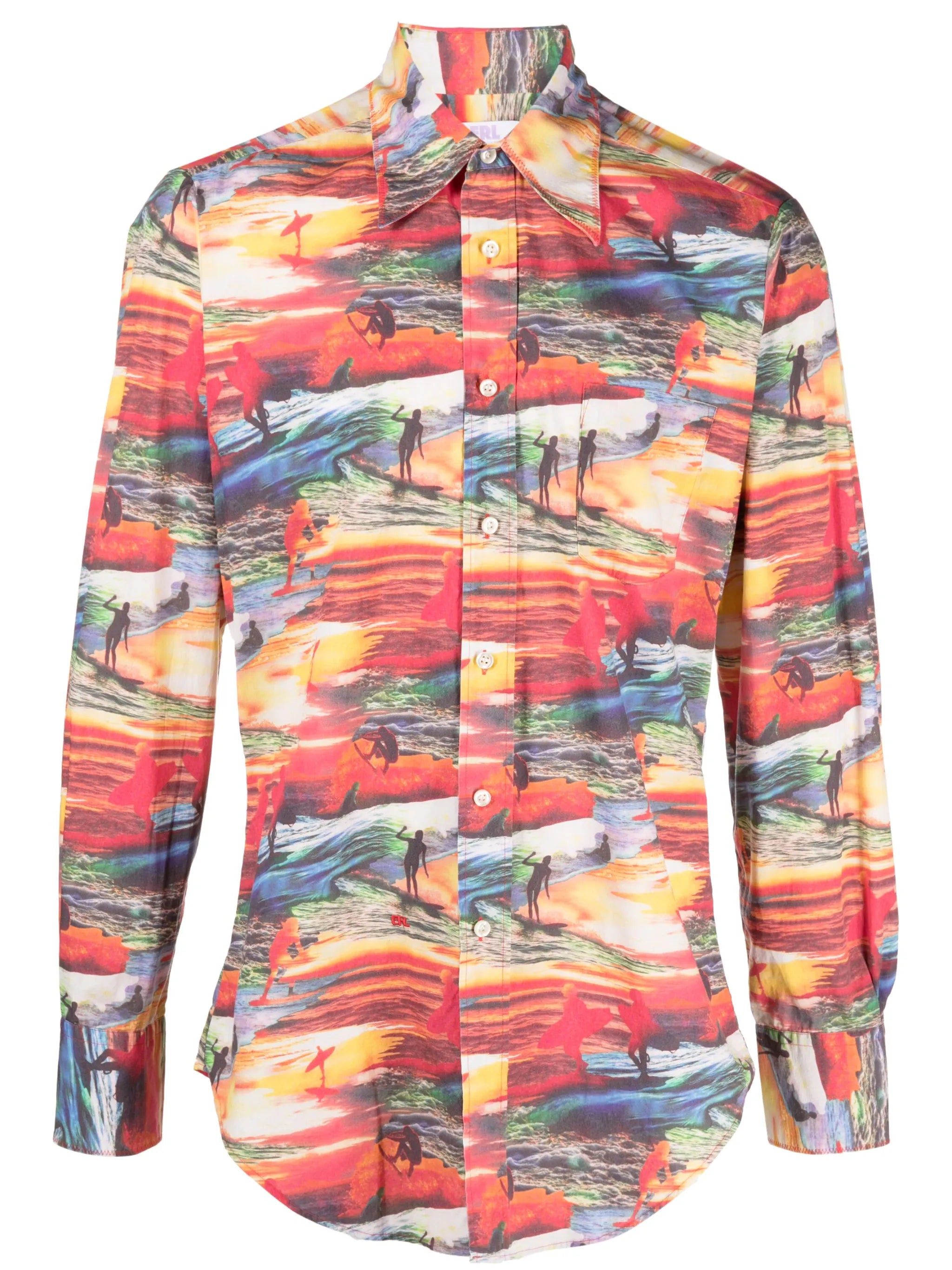 Sunset-print cotton shirt