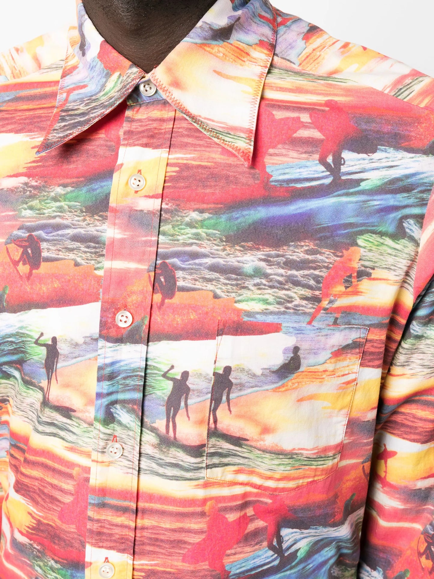Sunset-print cotton shirt
