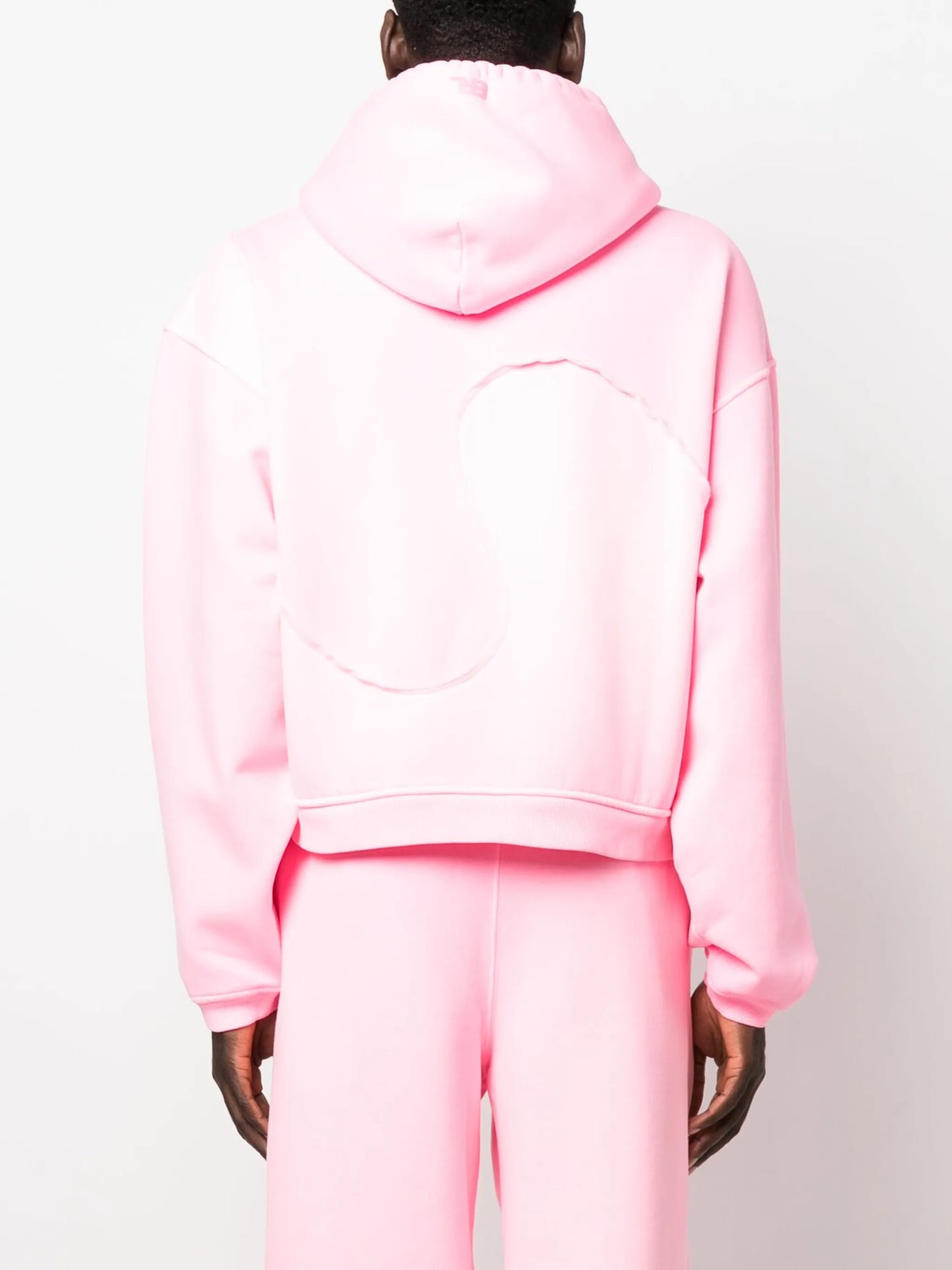 swirl-panelled drawstring fleece hoodie