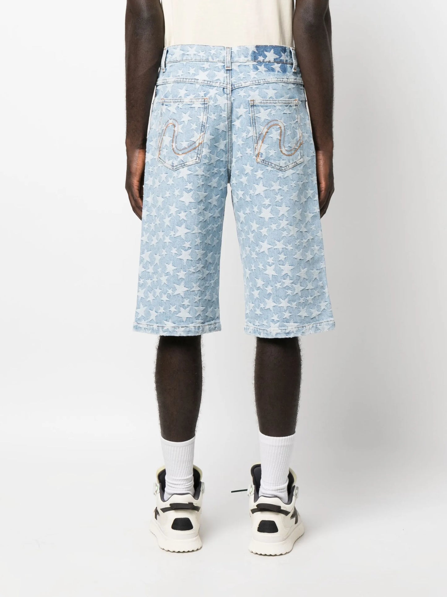 star patterned-jacquard denim shorts