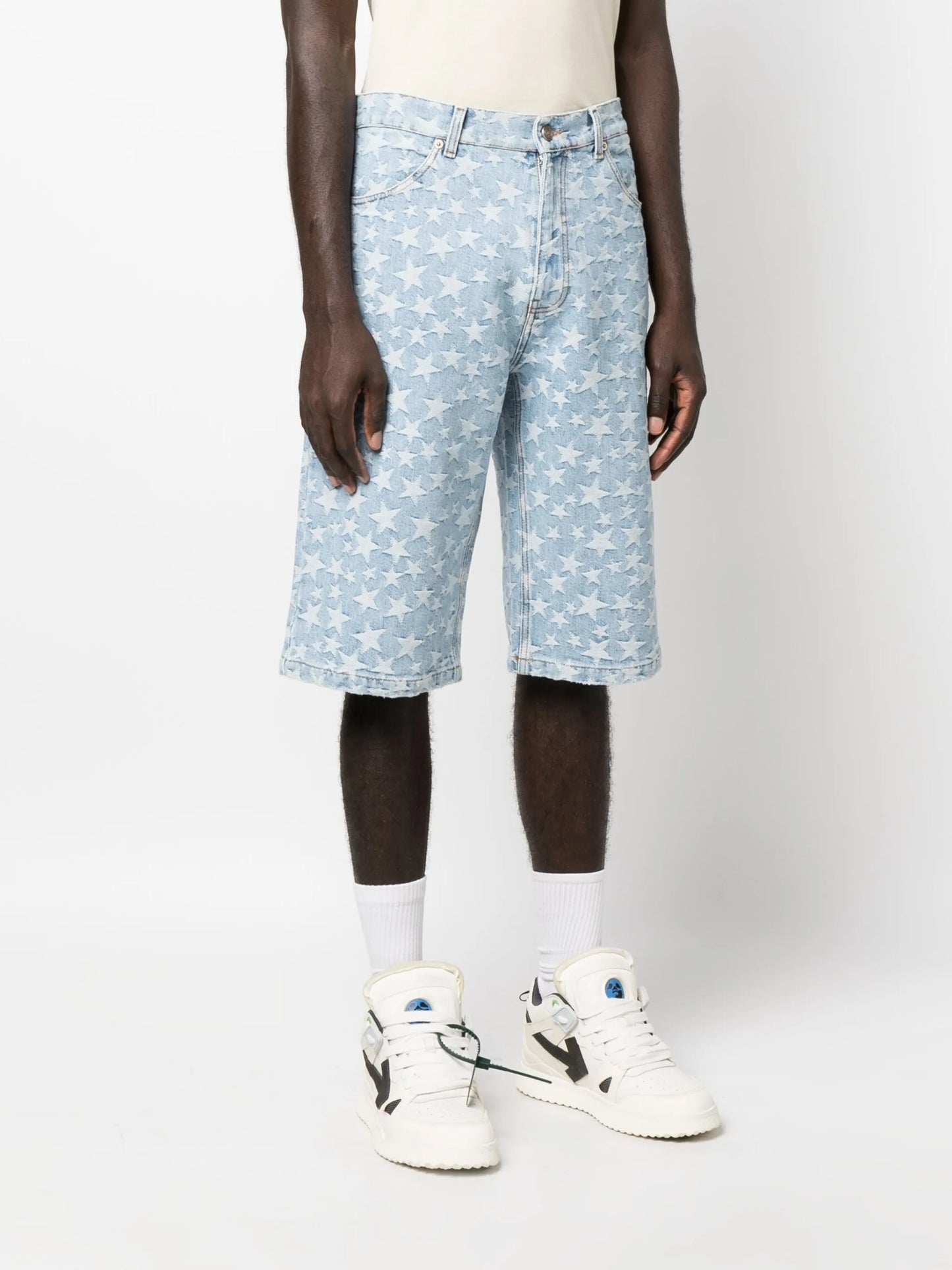 star patterned-jacquard denim shorts