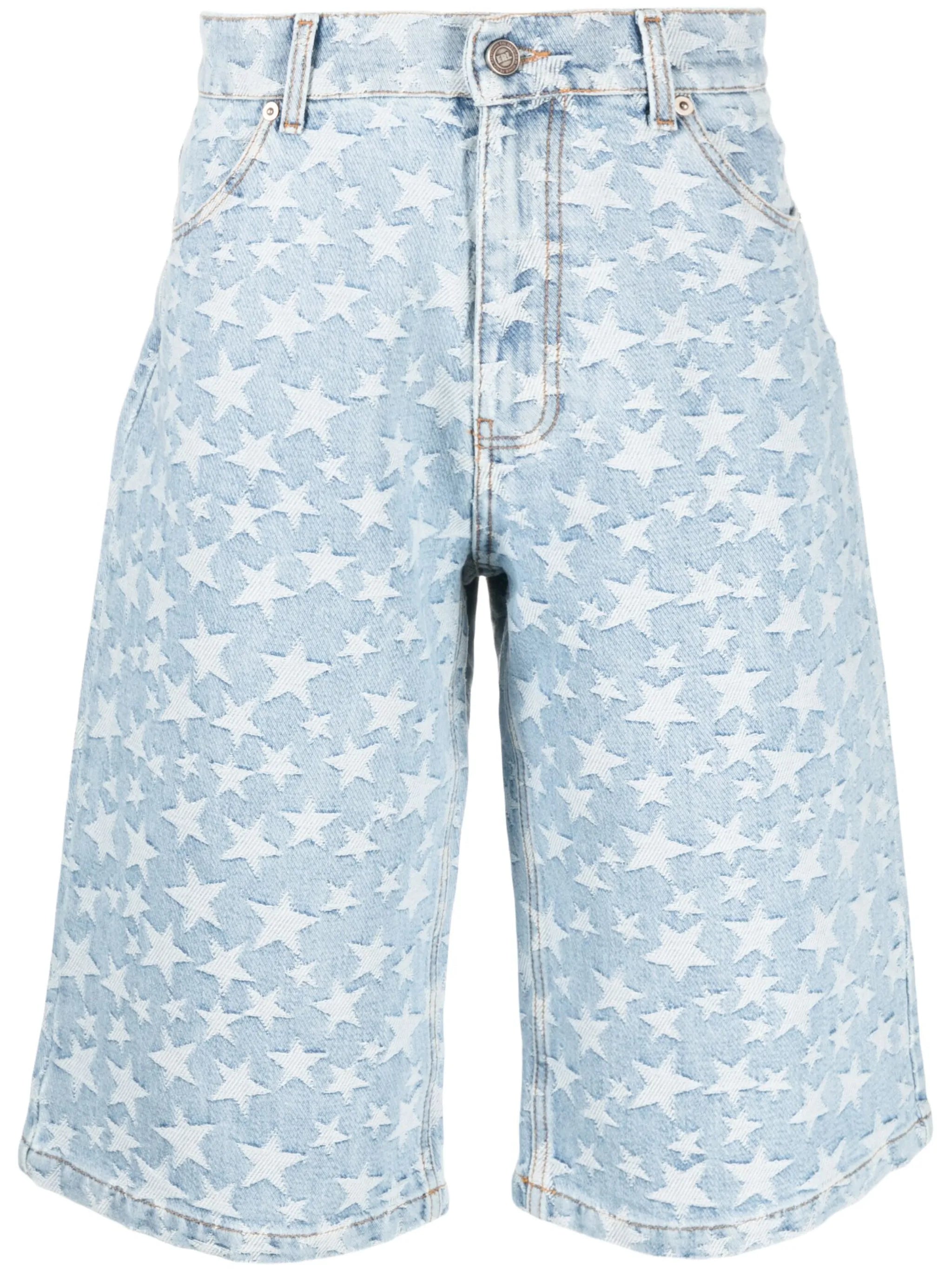 star patterned-jacquard denim shorts