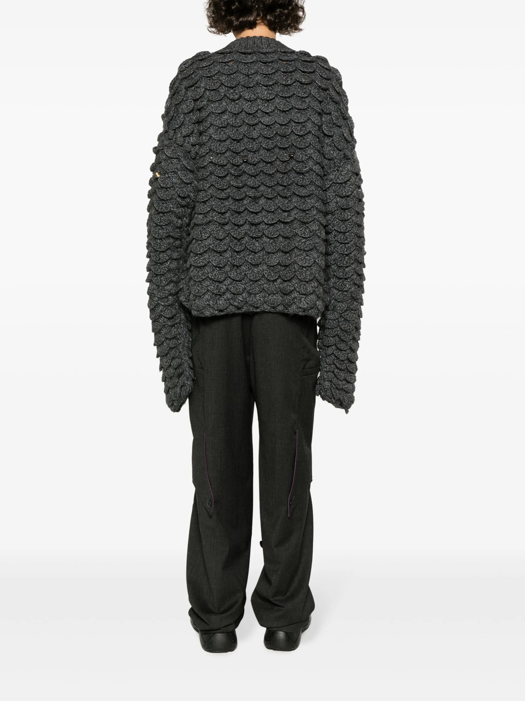 V-neck chunky-knit jumper