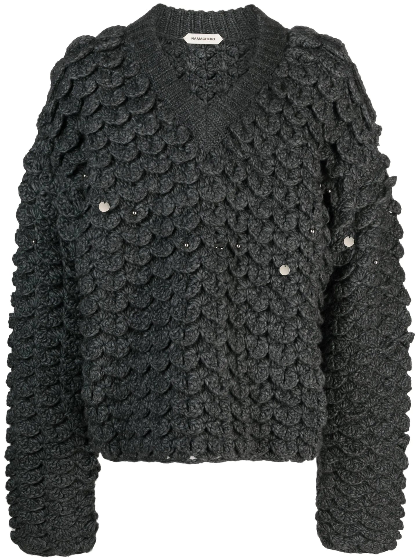 V-neck chunky-knit jumper