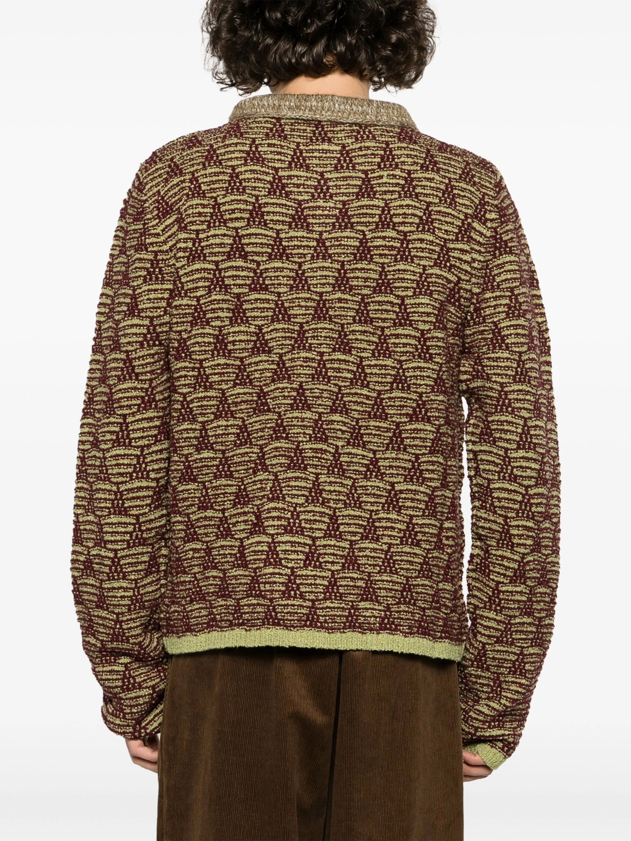 patterned-jacquard knitted polo shirt