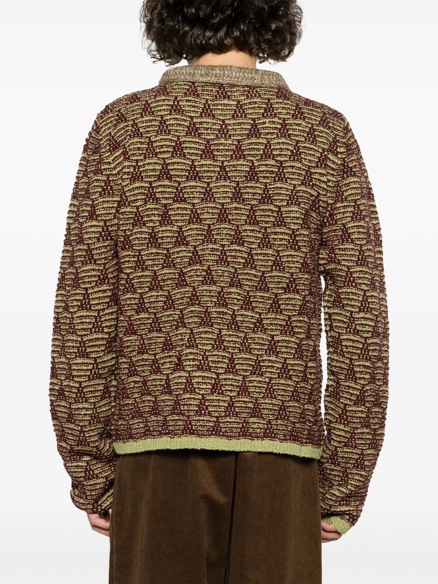 patterned-jacquard knitted polo shirt