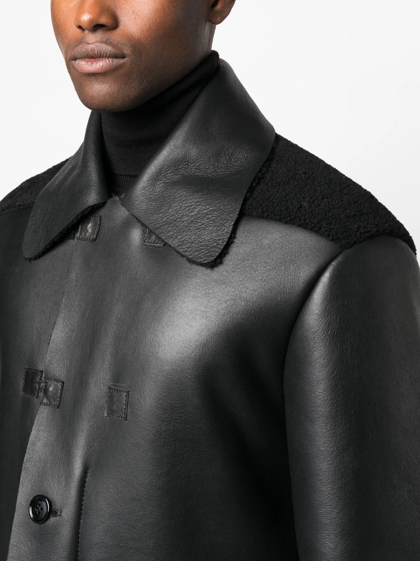 panelled leather jacket