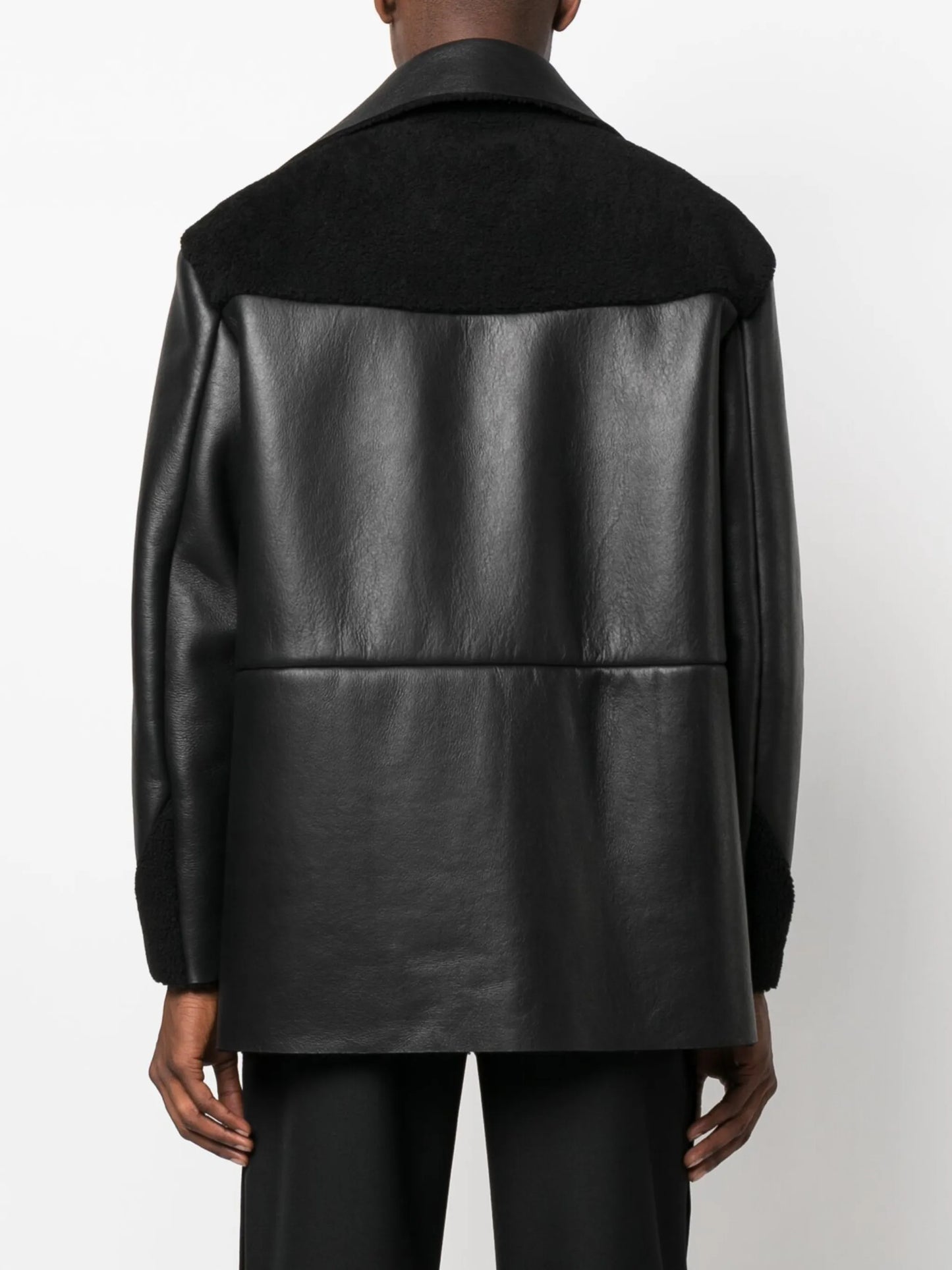panelled leather jacket