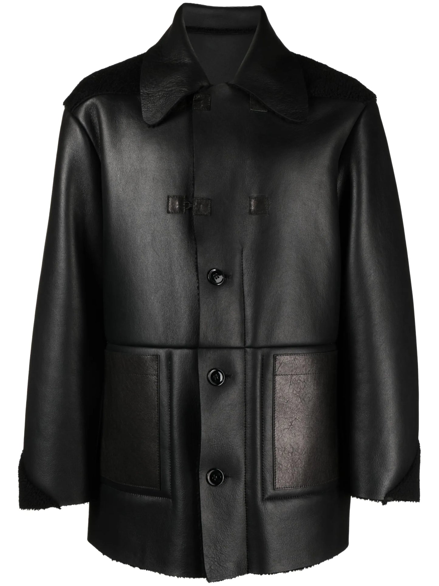 panelled leather jacket