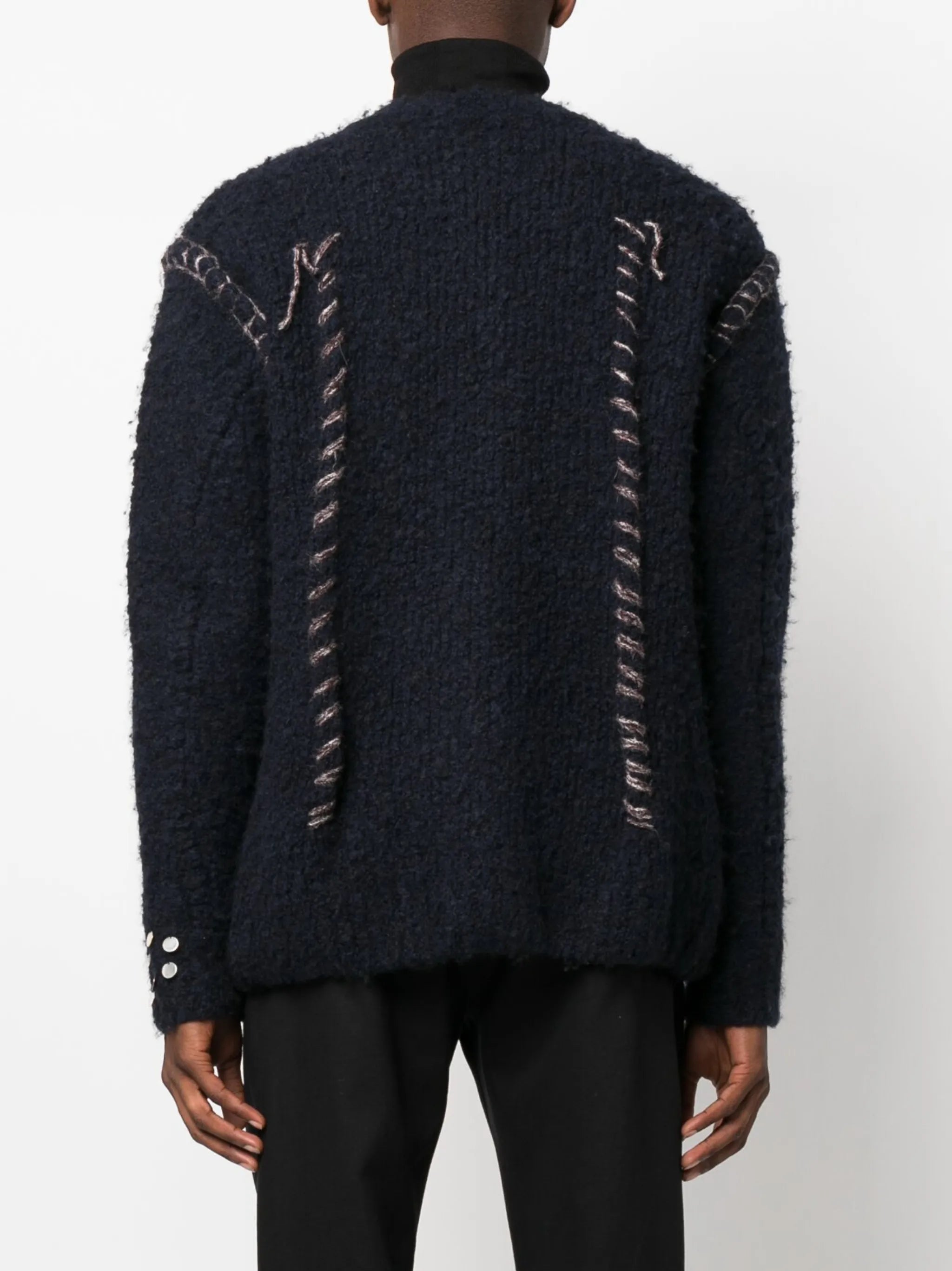 sequin-embellished whipstitch-trim cardigan