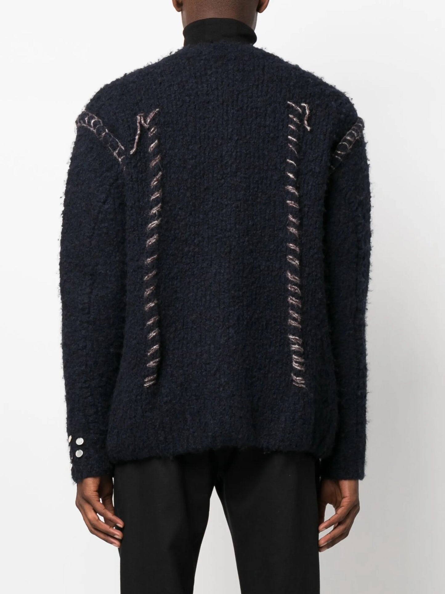 sequin-embellished whipstitch-trim cardigan