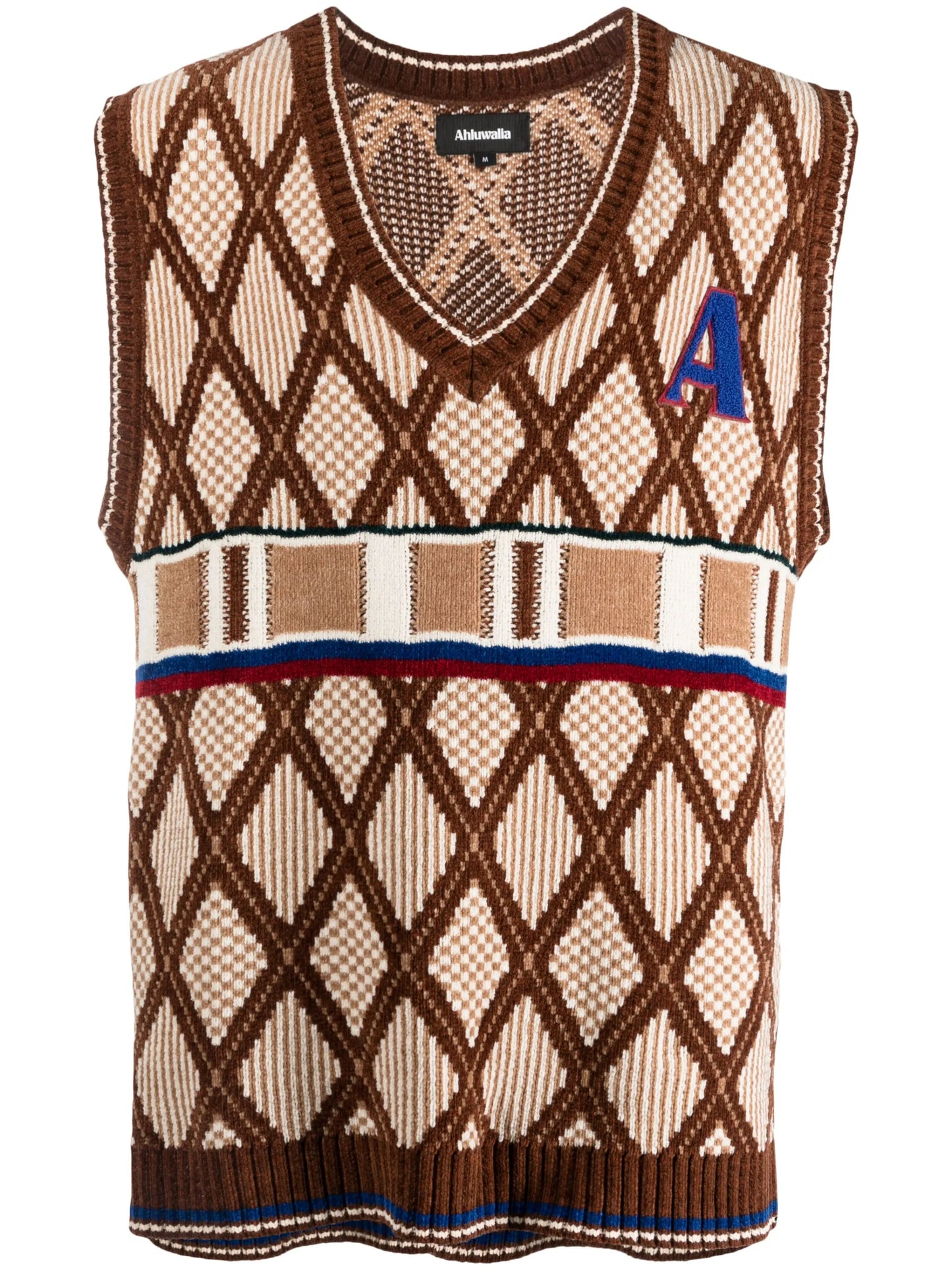 geometric-pattern V-neck vest