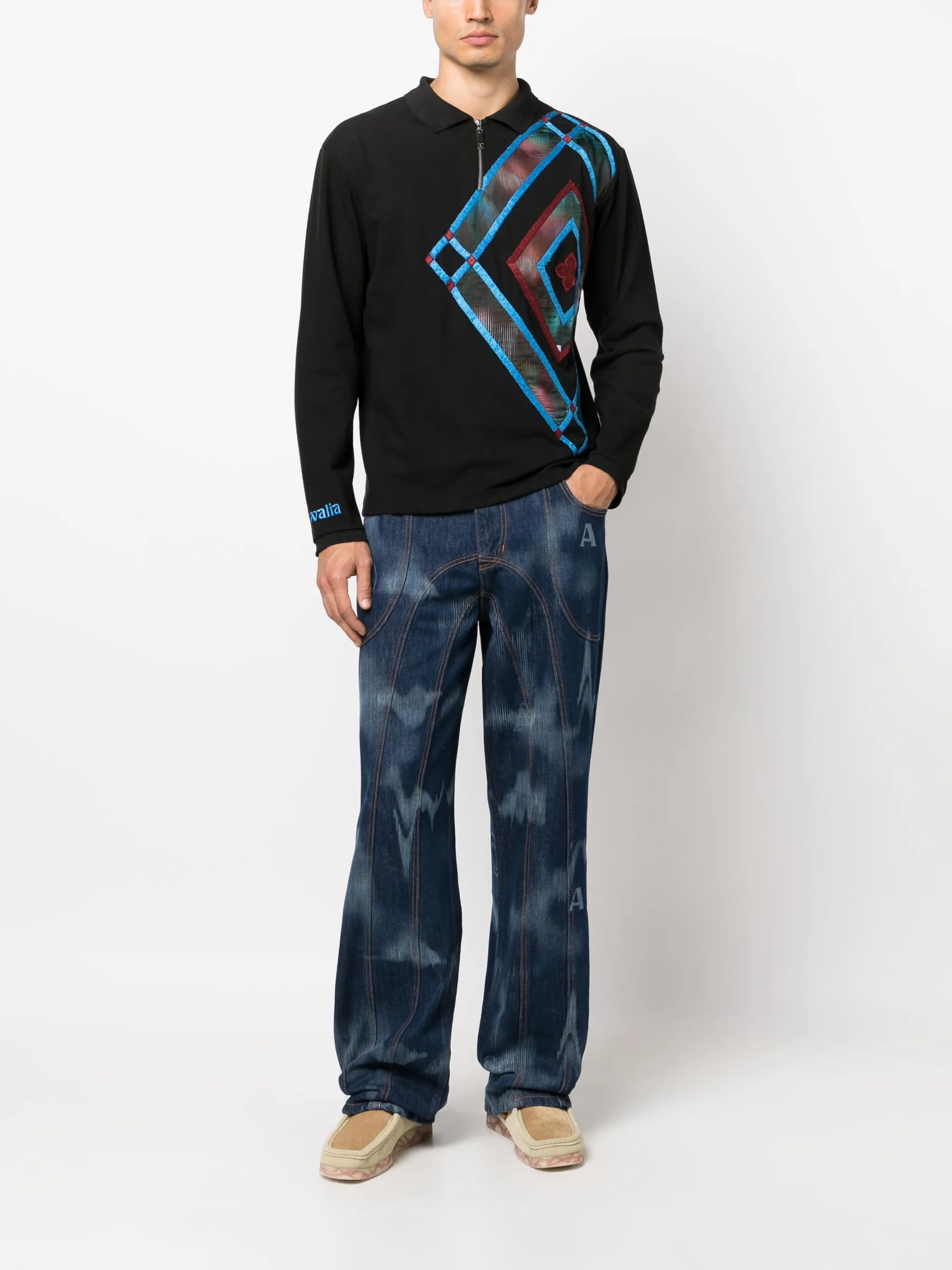 Clover geometric-pattern polo shirt