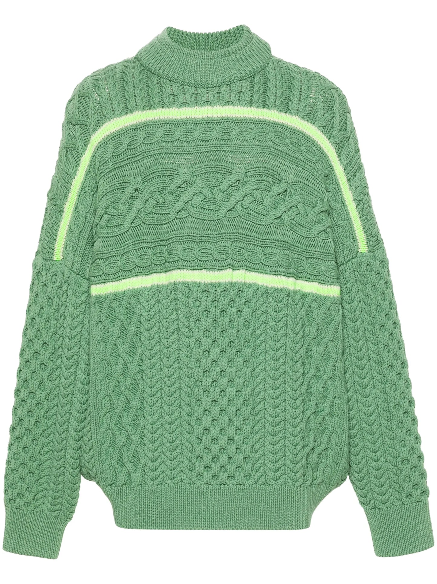 stripe-detailing Aran-knit jumper