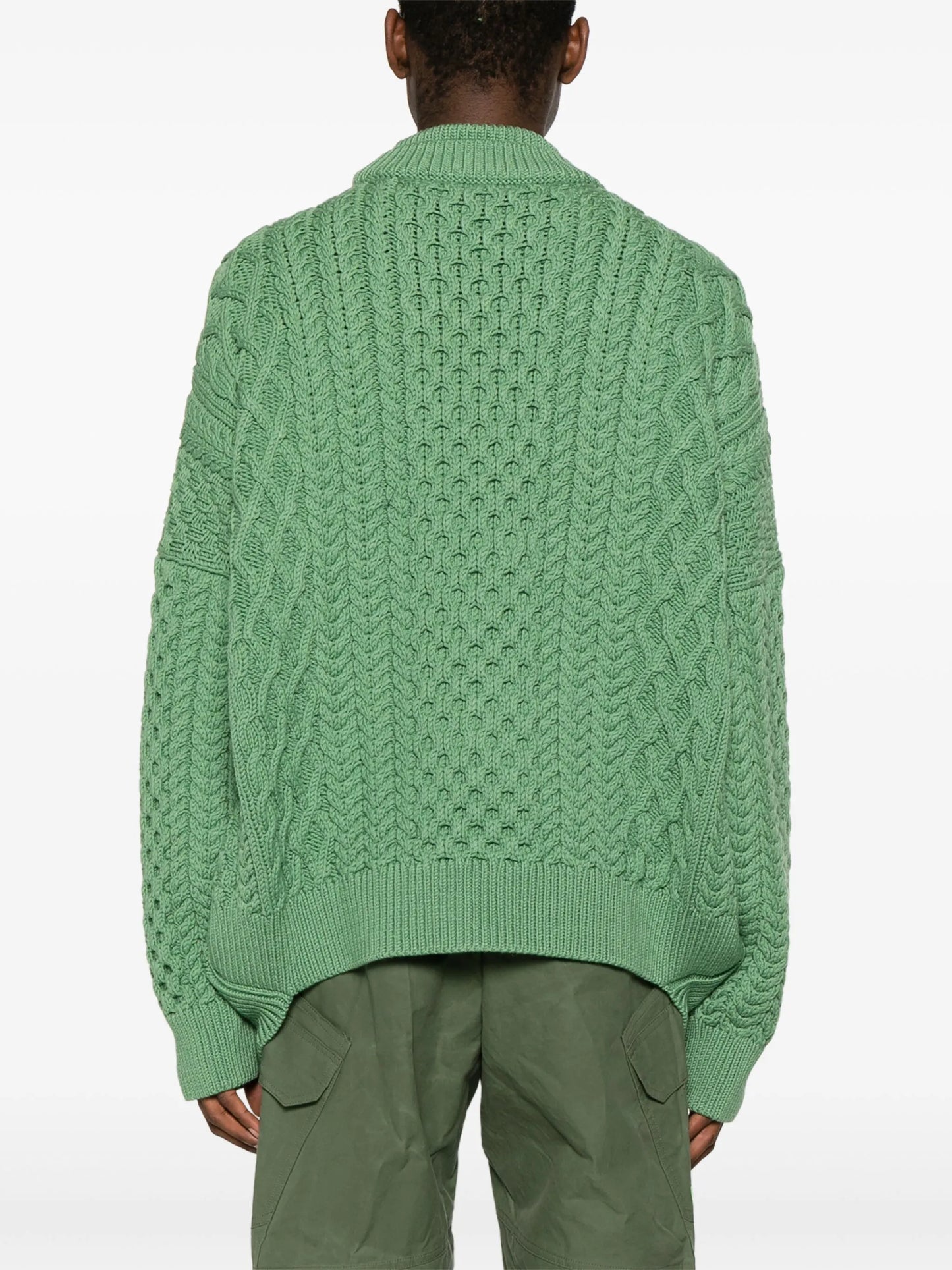 stripe-detailing Aran-knit jumper