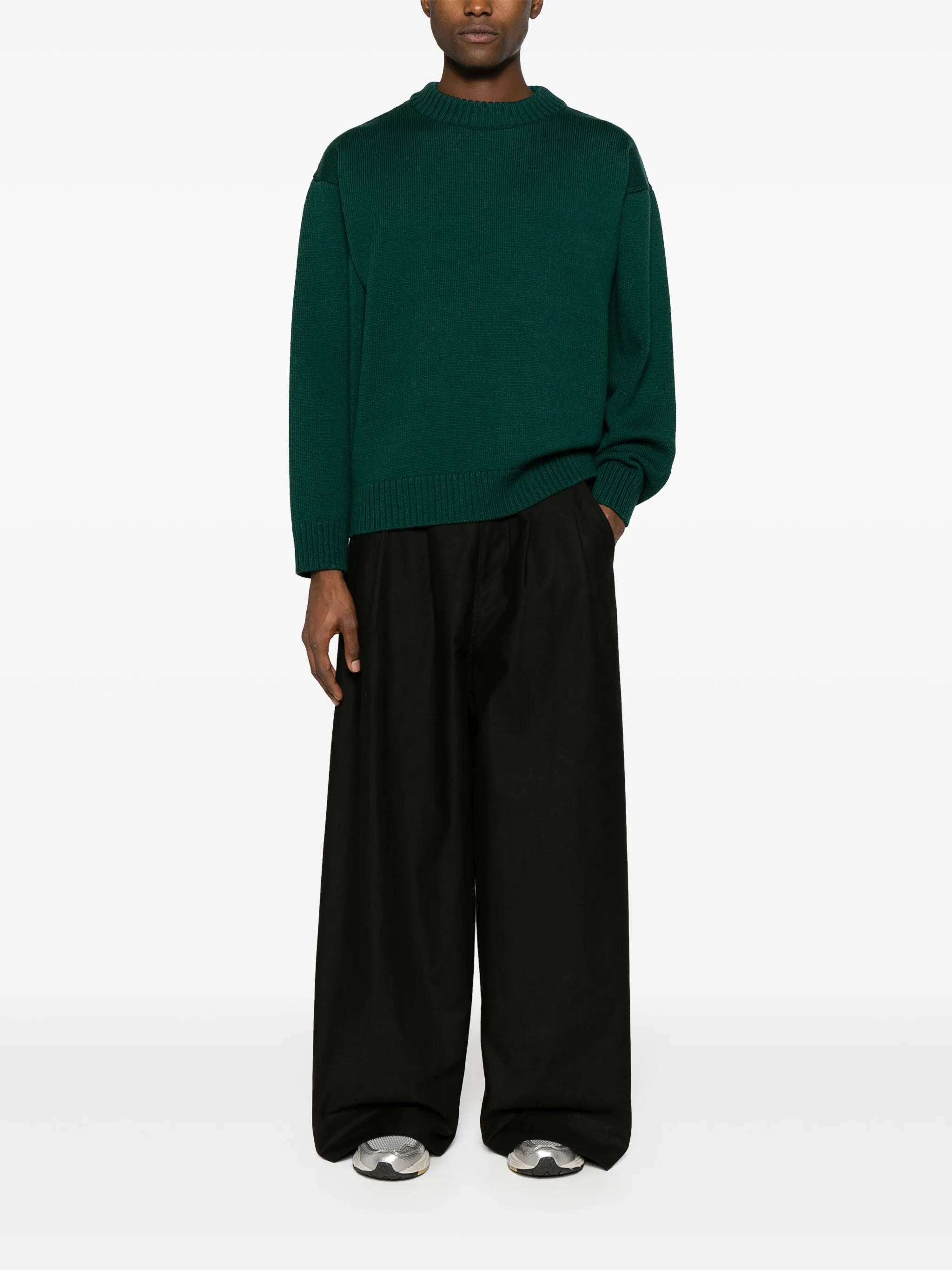 embroidered-logo merino jumper