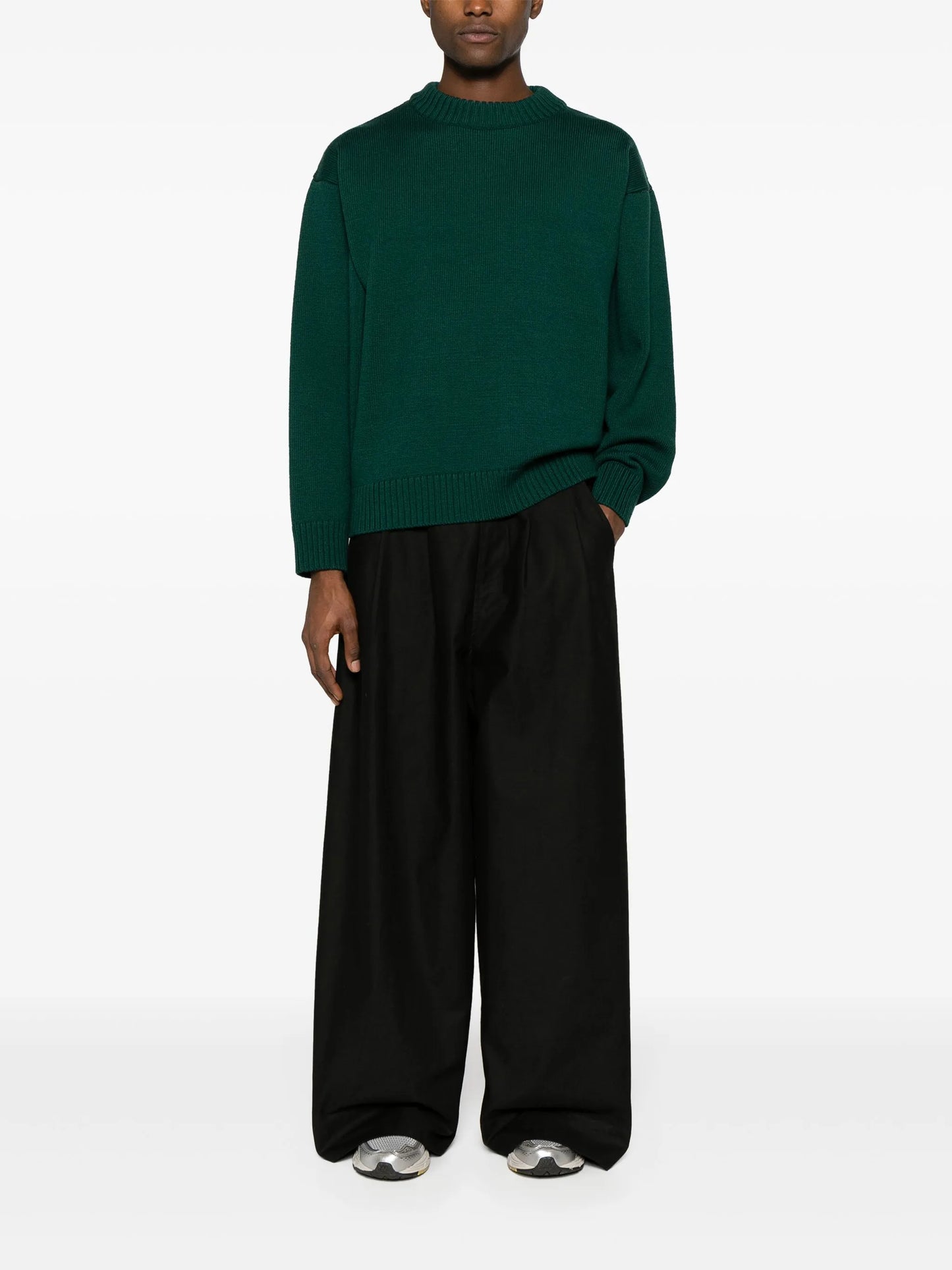 embroidered-logo merino jumper