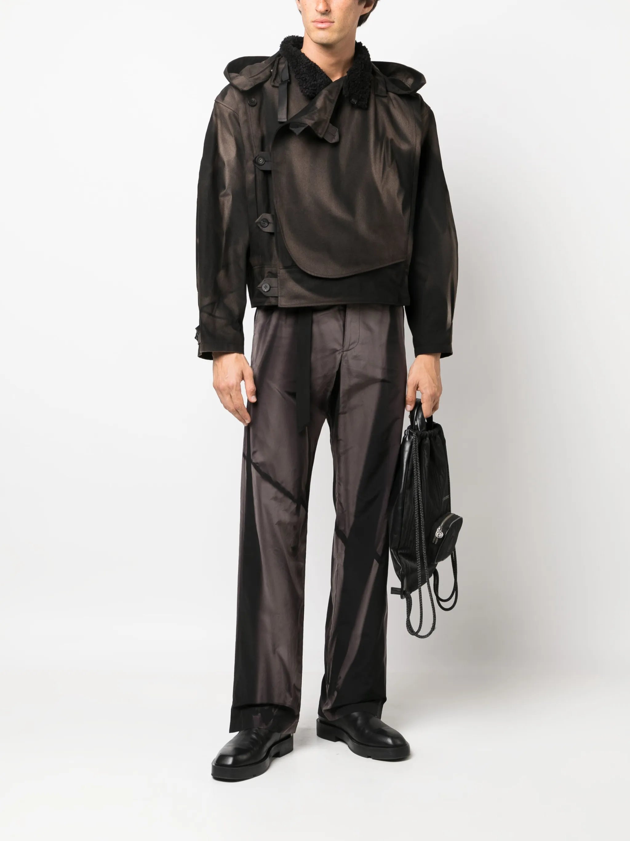 sun-bleached effect straight-leg trousers