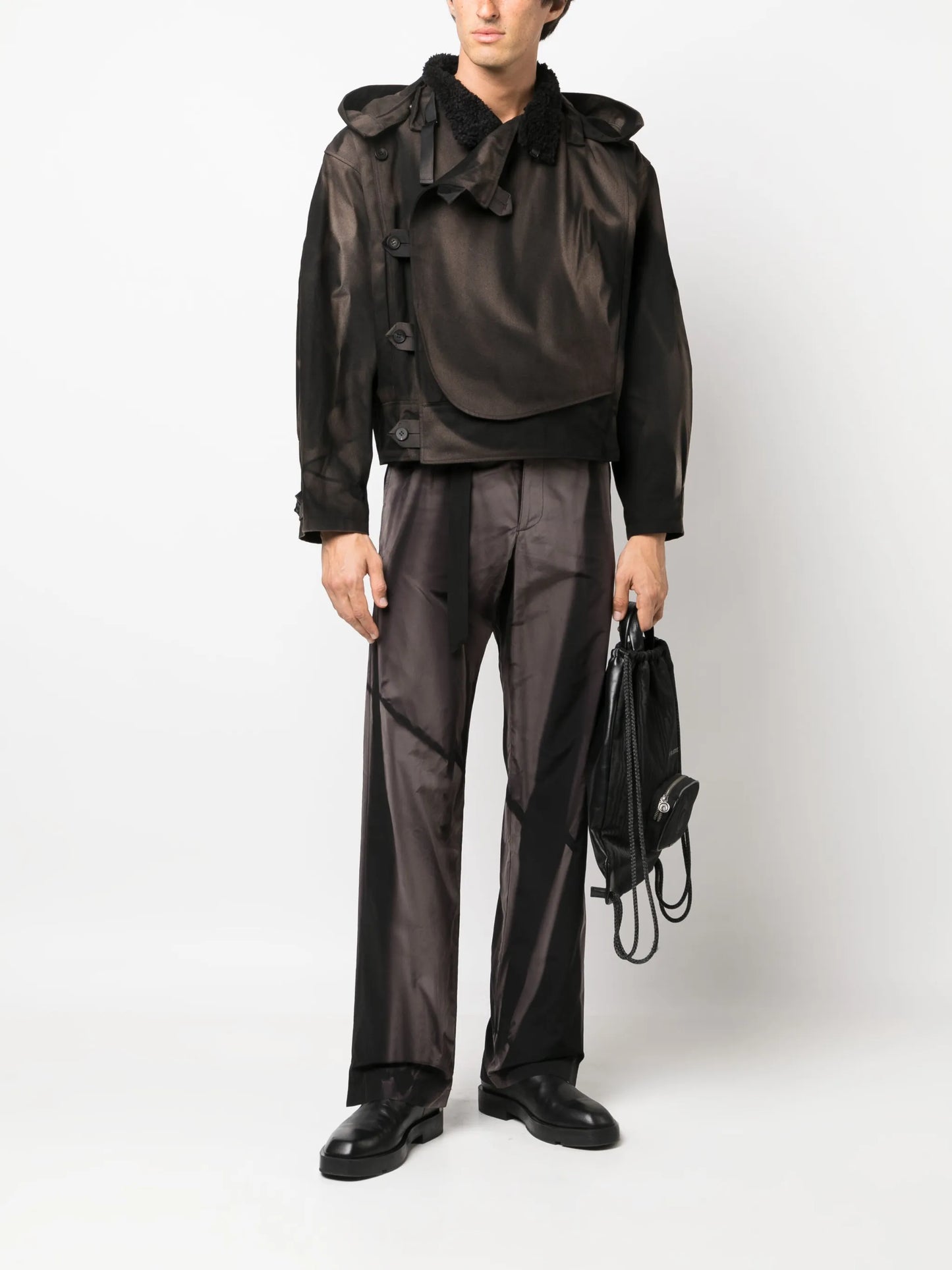 sun-bleached effect straight-leg trousers