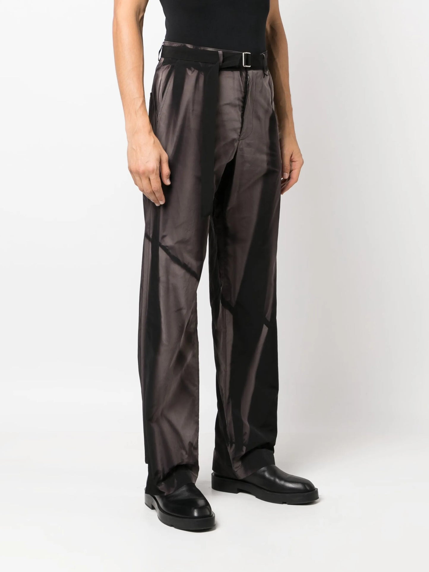 sun-bleached effect straight-leg trousers