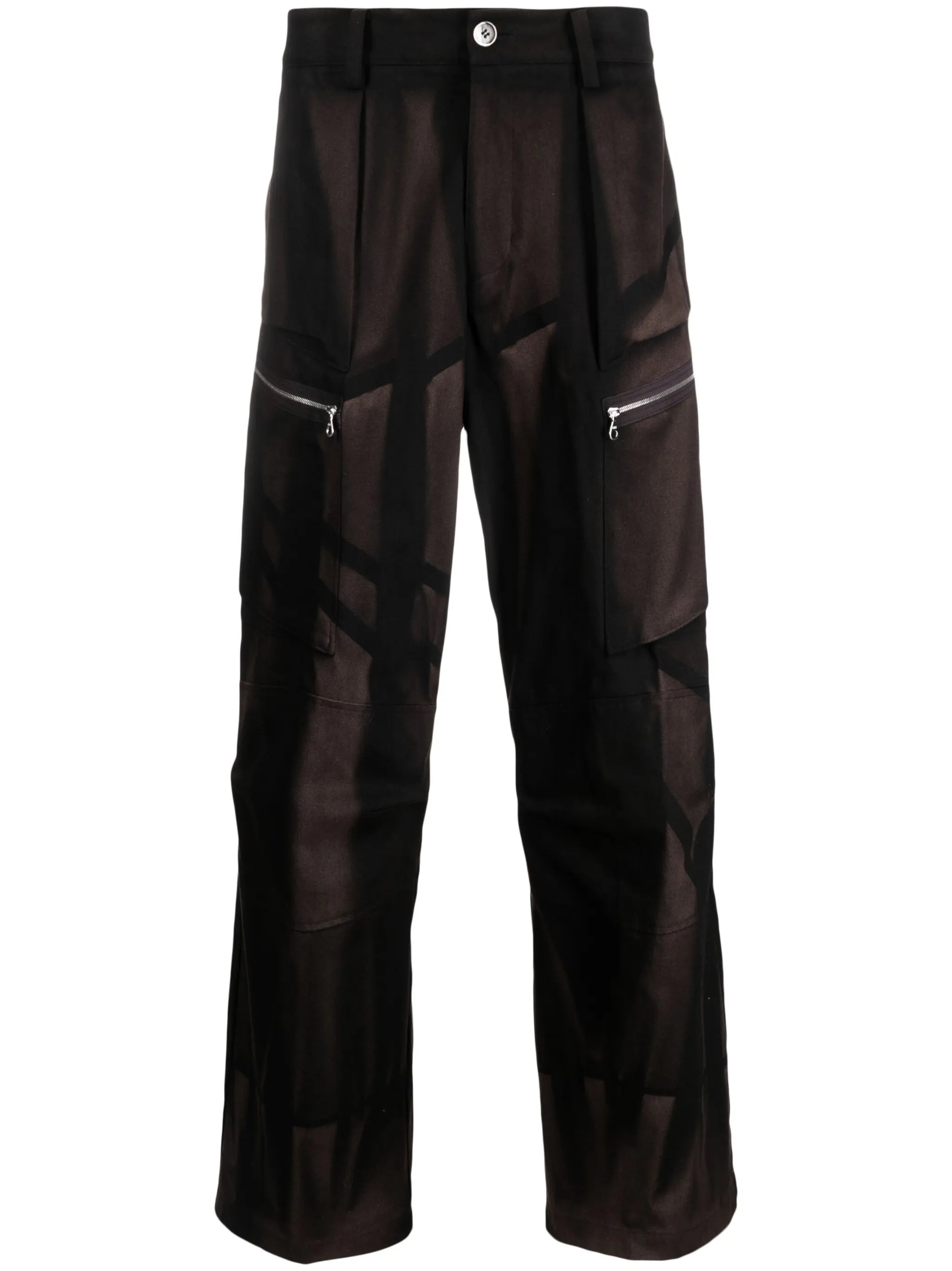 multi-pocket straight-leg trousers