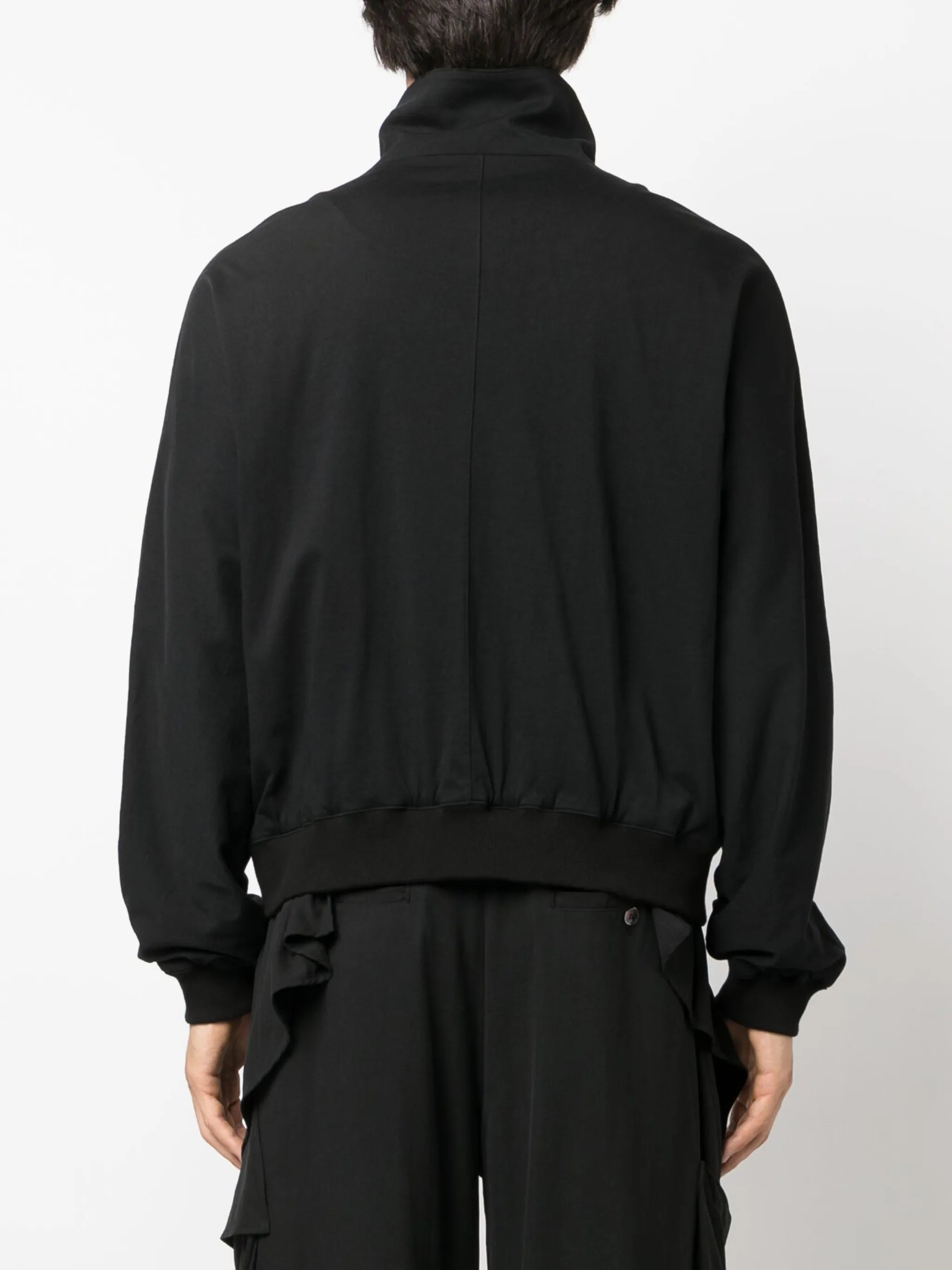 high-neck draped bomber jacket