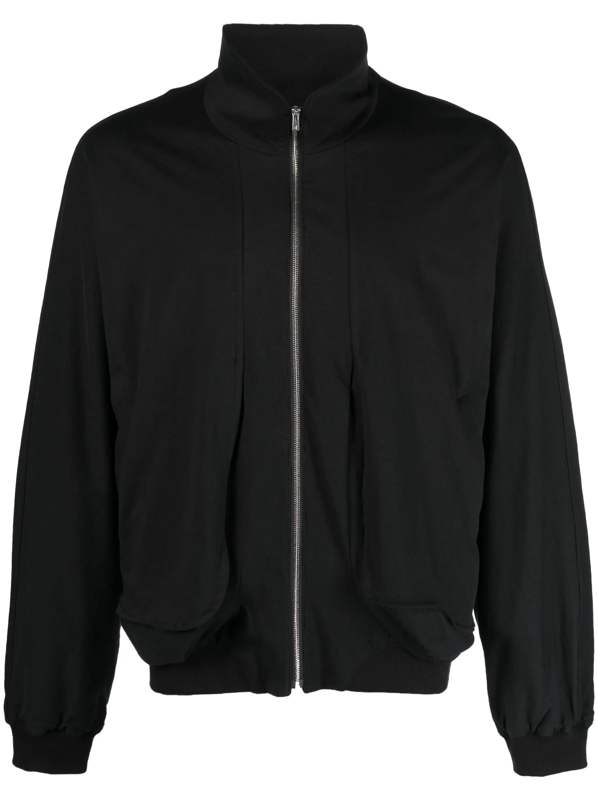 high-neck draped bomber jacket