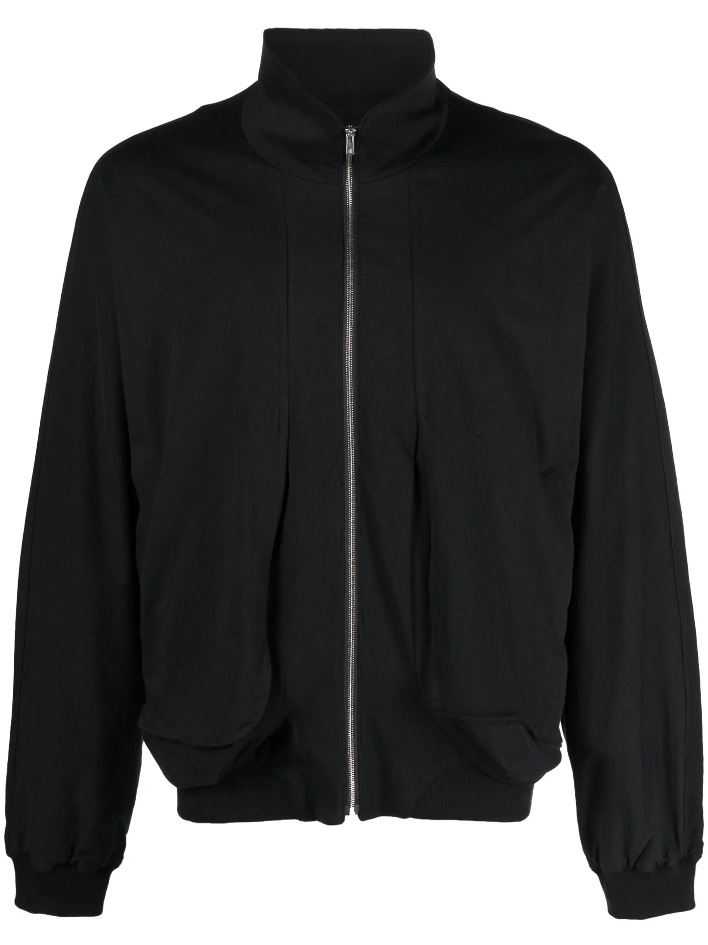 high-neck draped bomber jacket