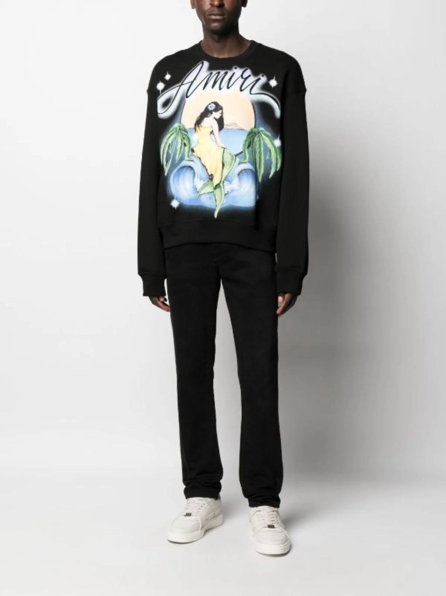 mermaid-print cotton sweatshirt