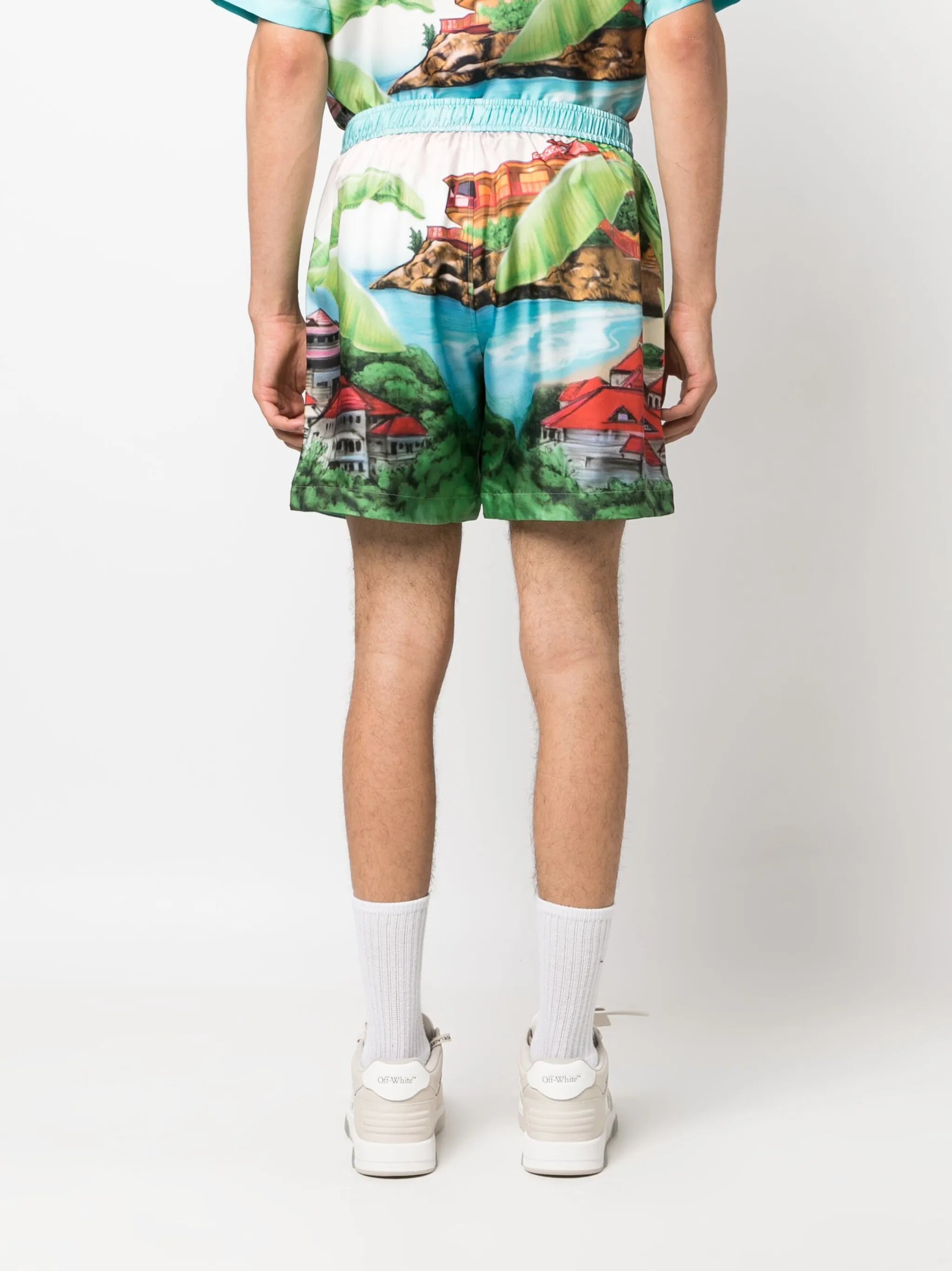 Eden graphic-print silk shorts