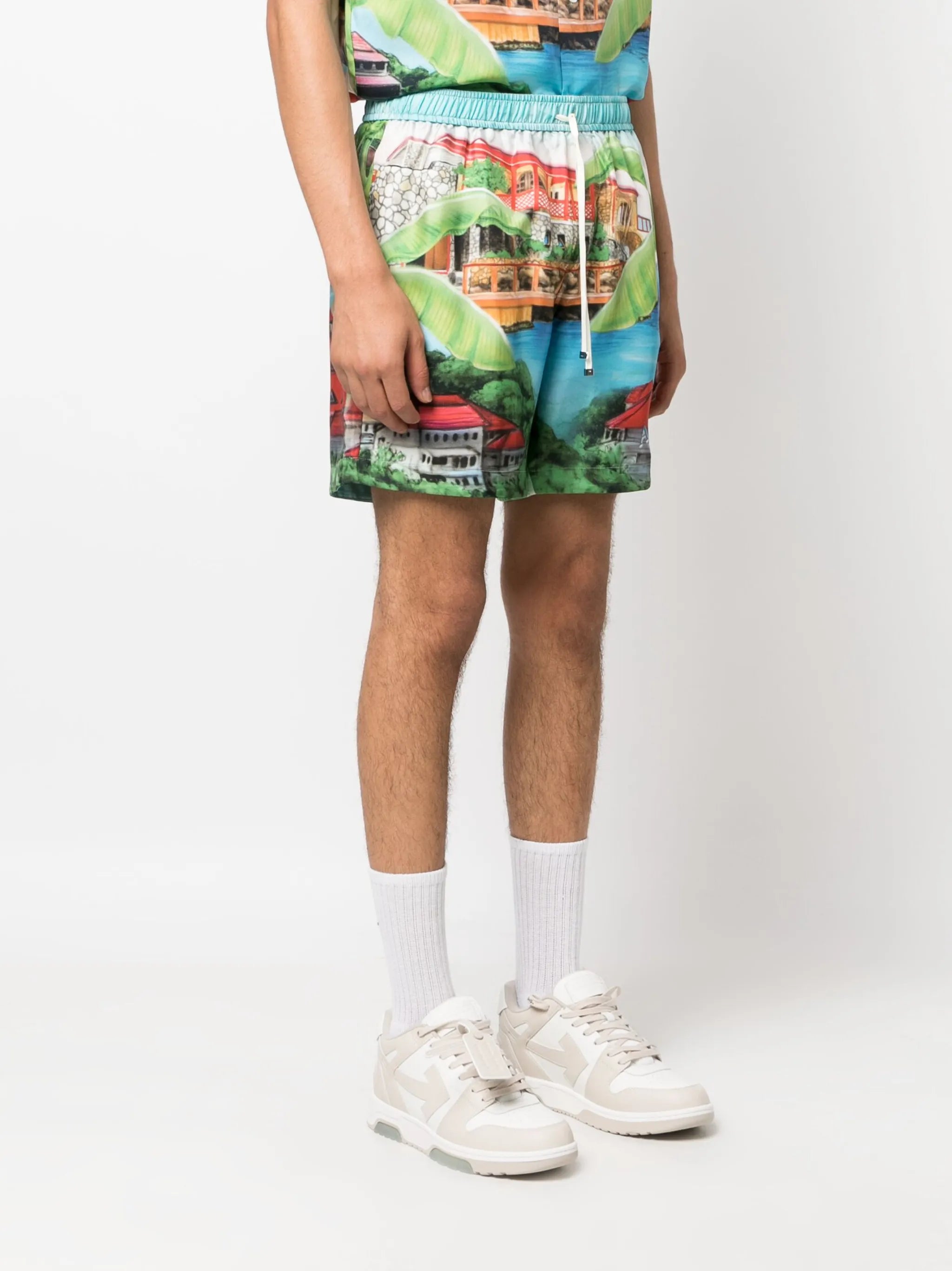 Eden graphic-print silk shorts