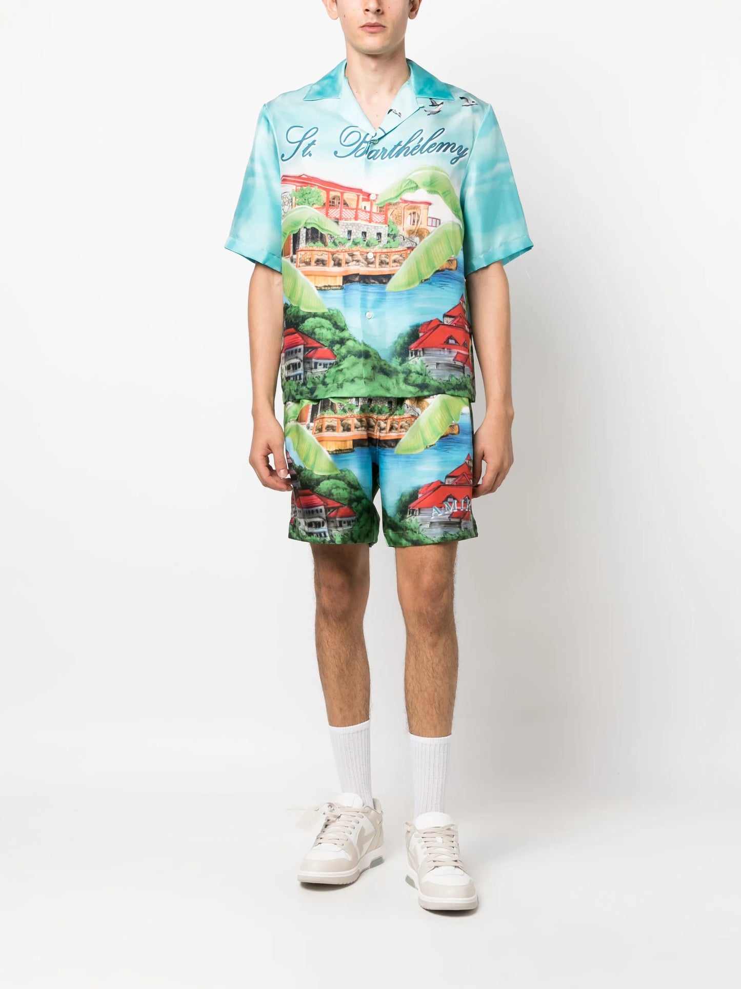 Eden graphic-print silk shorts