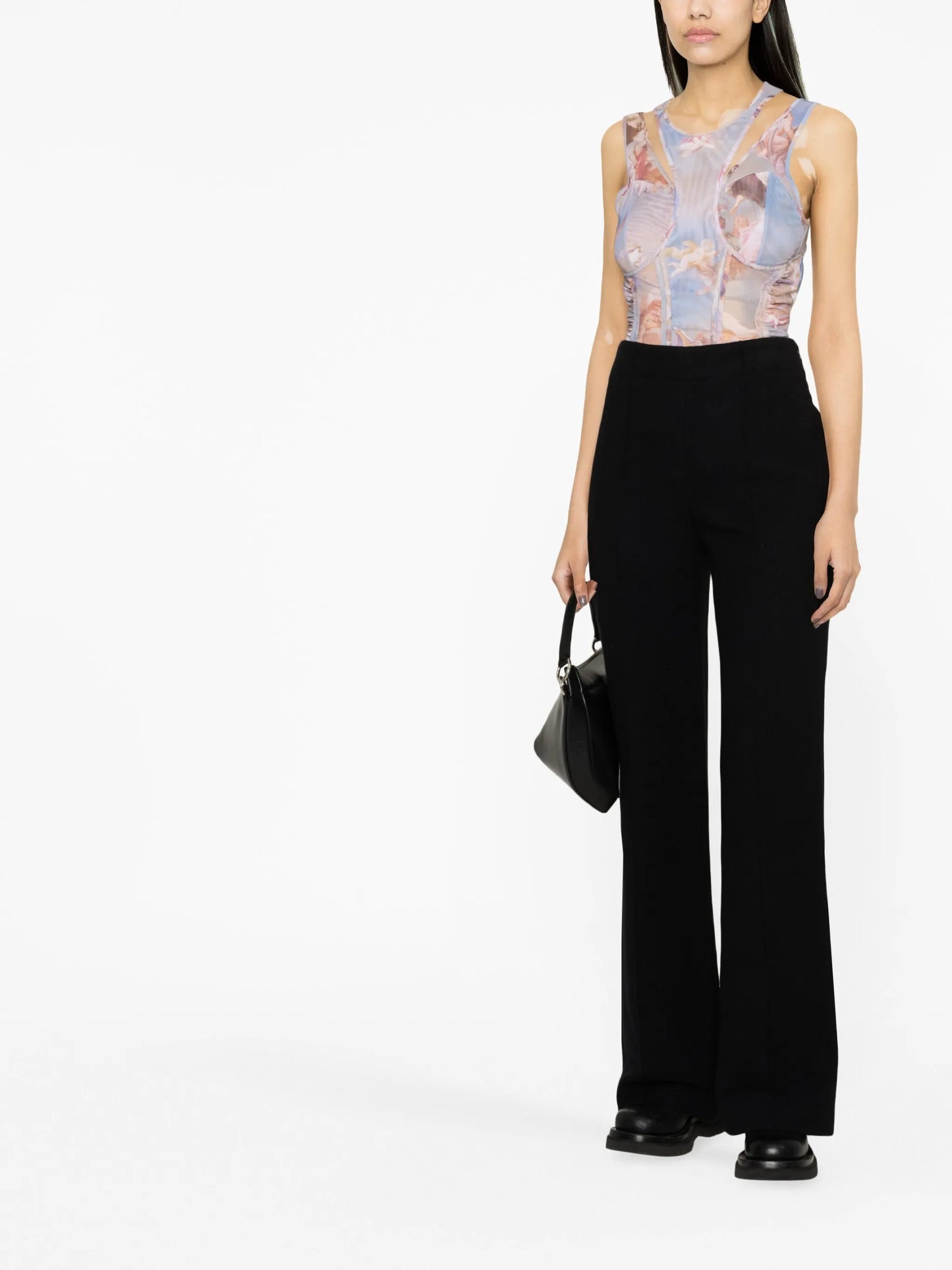 Sky-print tulle bodysuit