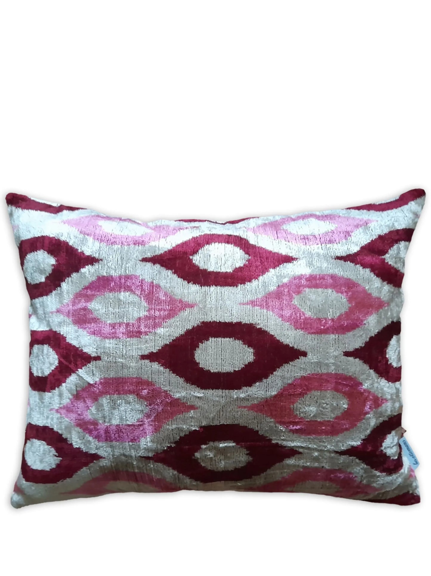 ikat-print velvet cushion