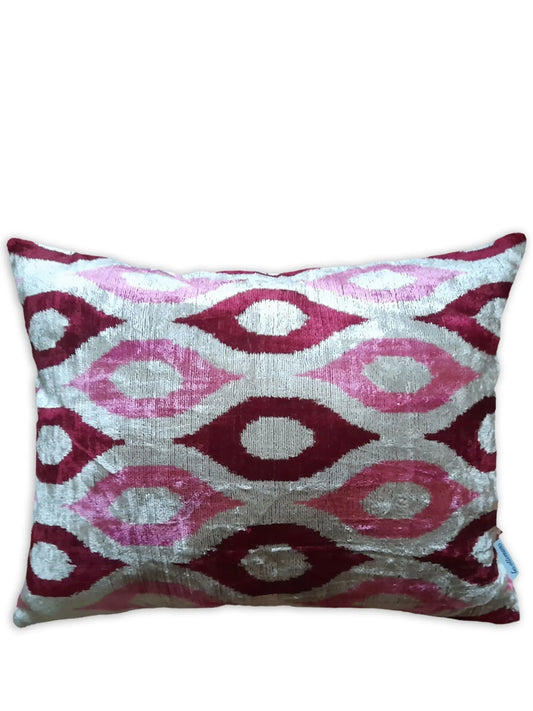 ikat-print velvet cushion