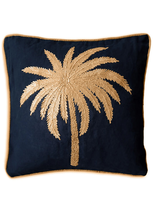Palms embroidered cushion