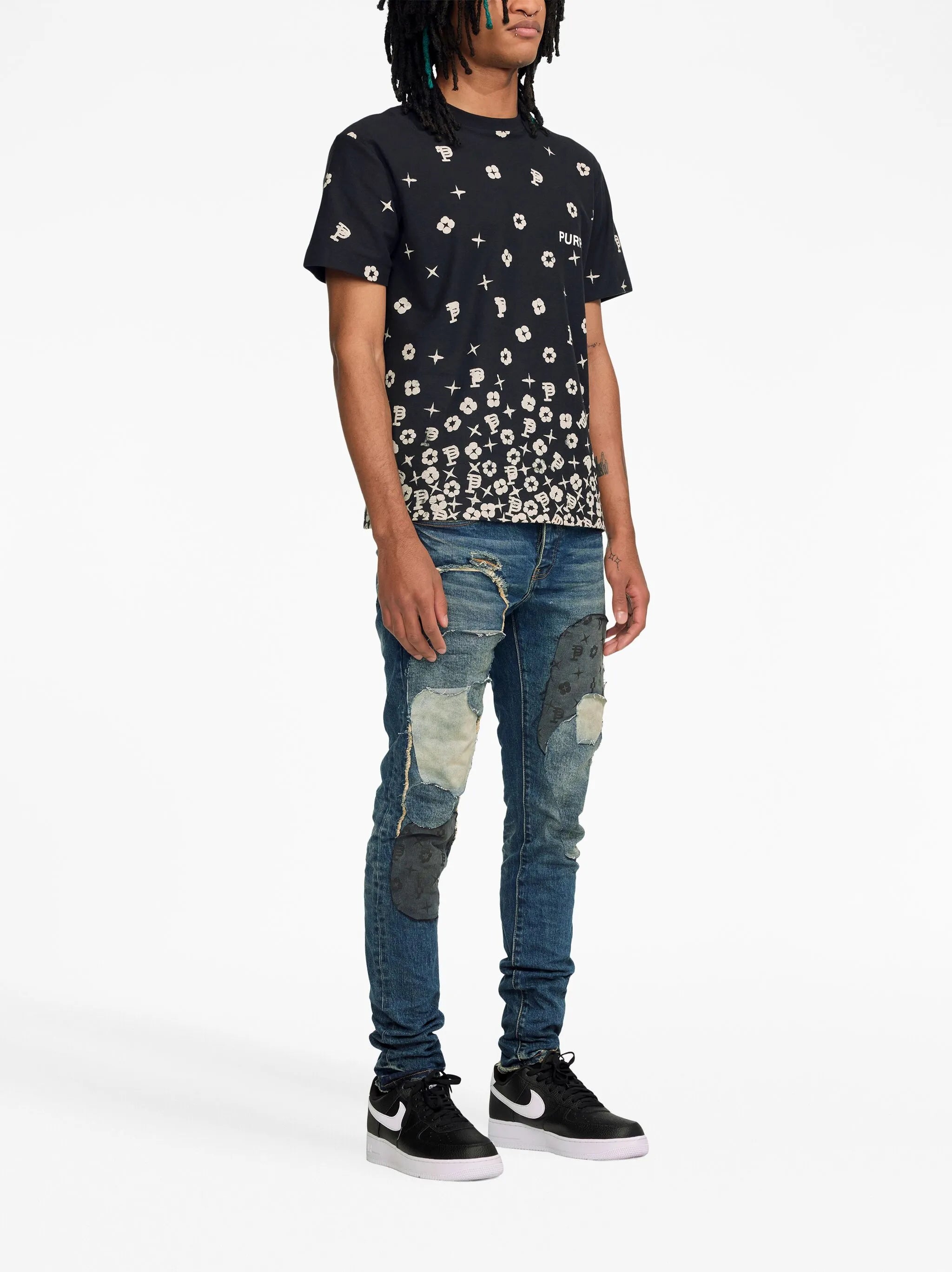 patch-detail low-rise skinny jeans