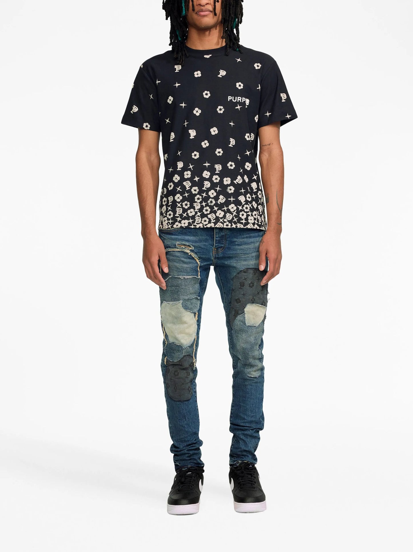patch-detail low-rise skinny jeans