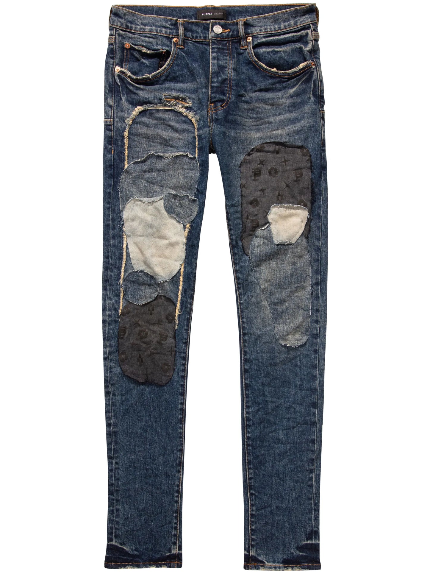patch-detail low-rise skinny jeans