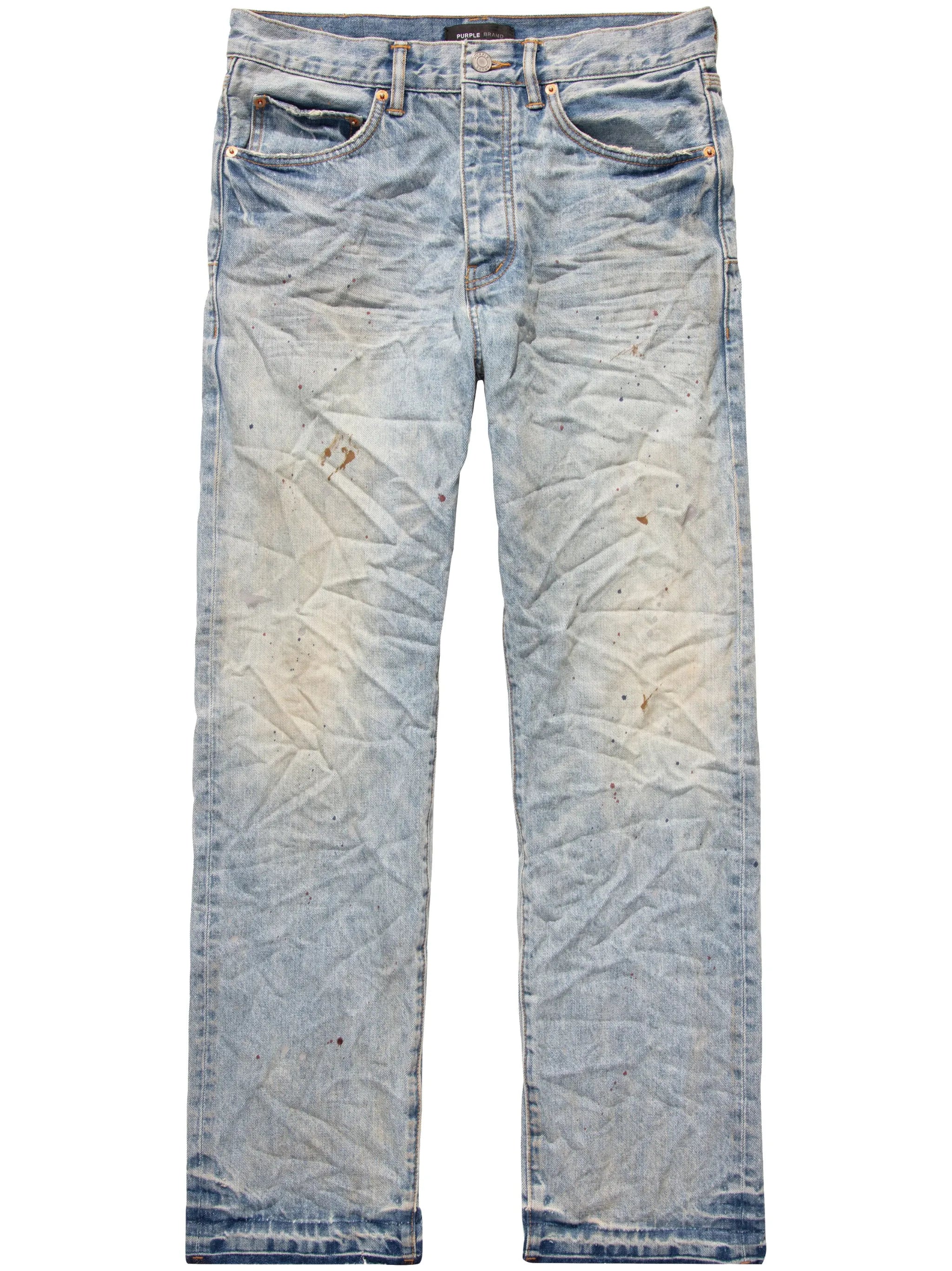 crinkled mid-rise straight-leg jeans