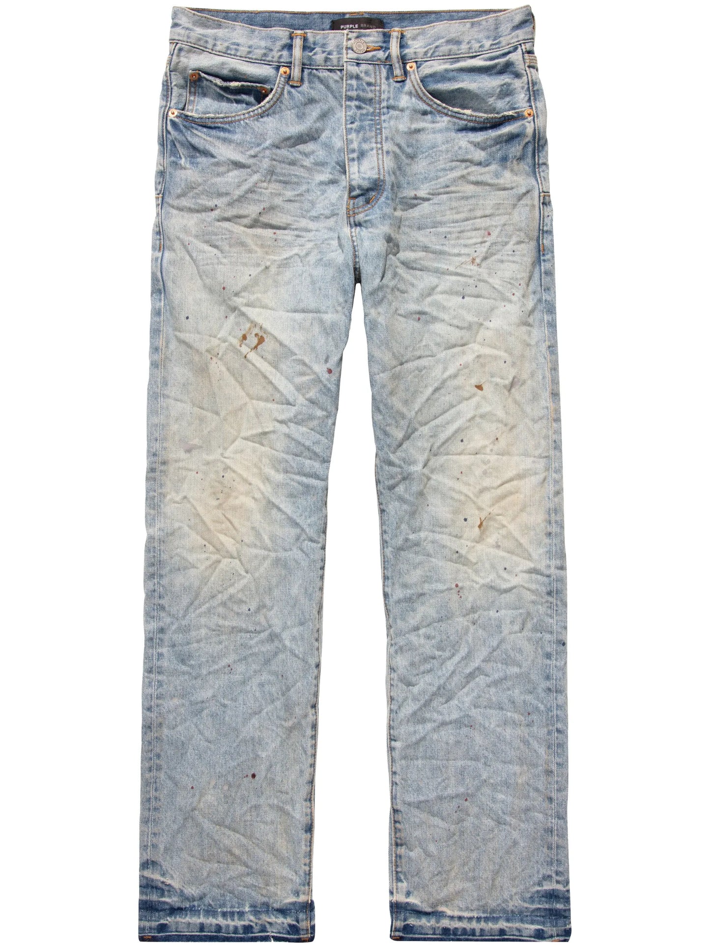 crinkled mid-rise straight-leg jeans
