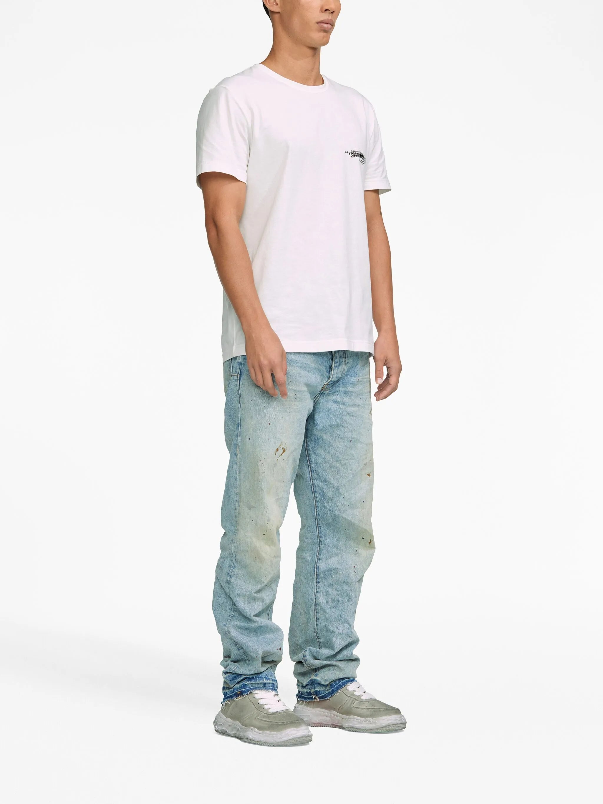 crinkled mid-rise straight-leg jeans