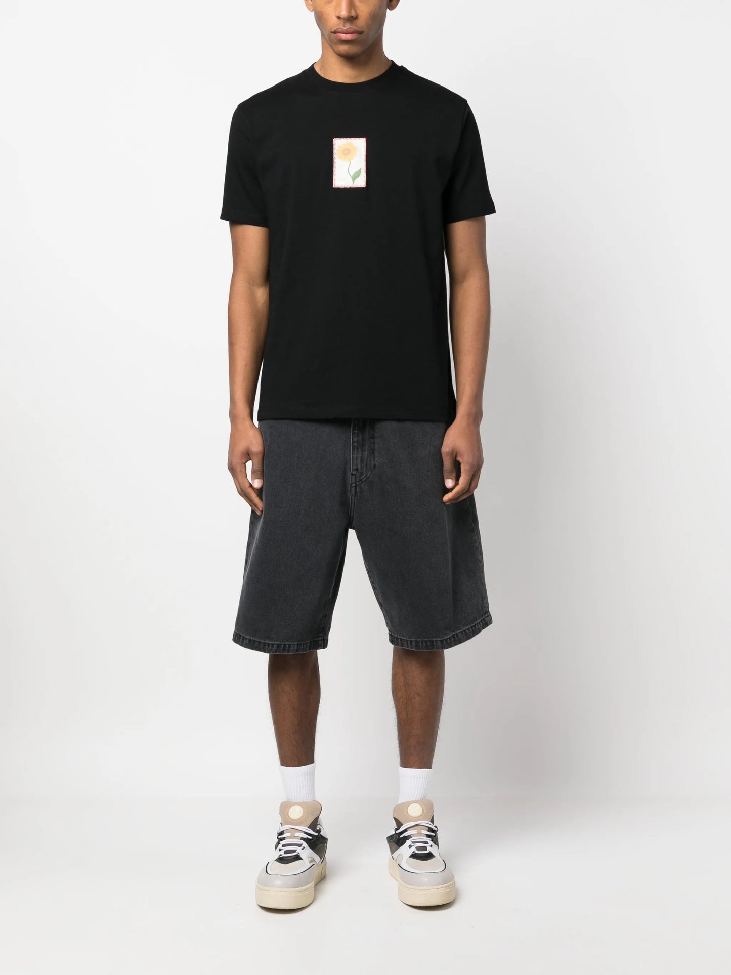 logo demin shorts