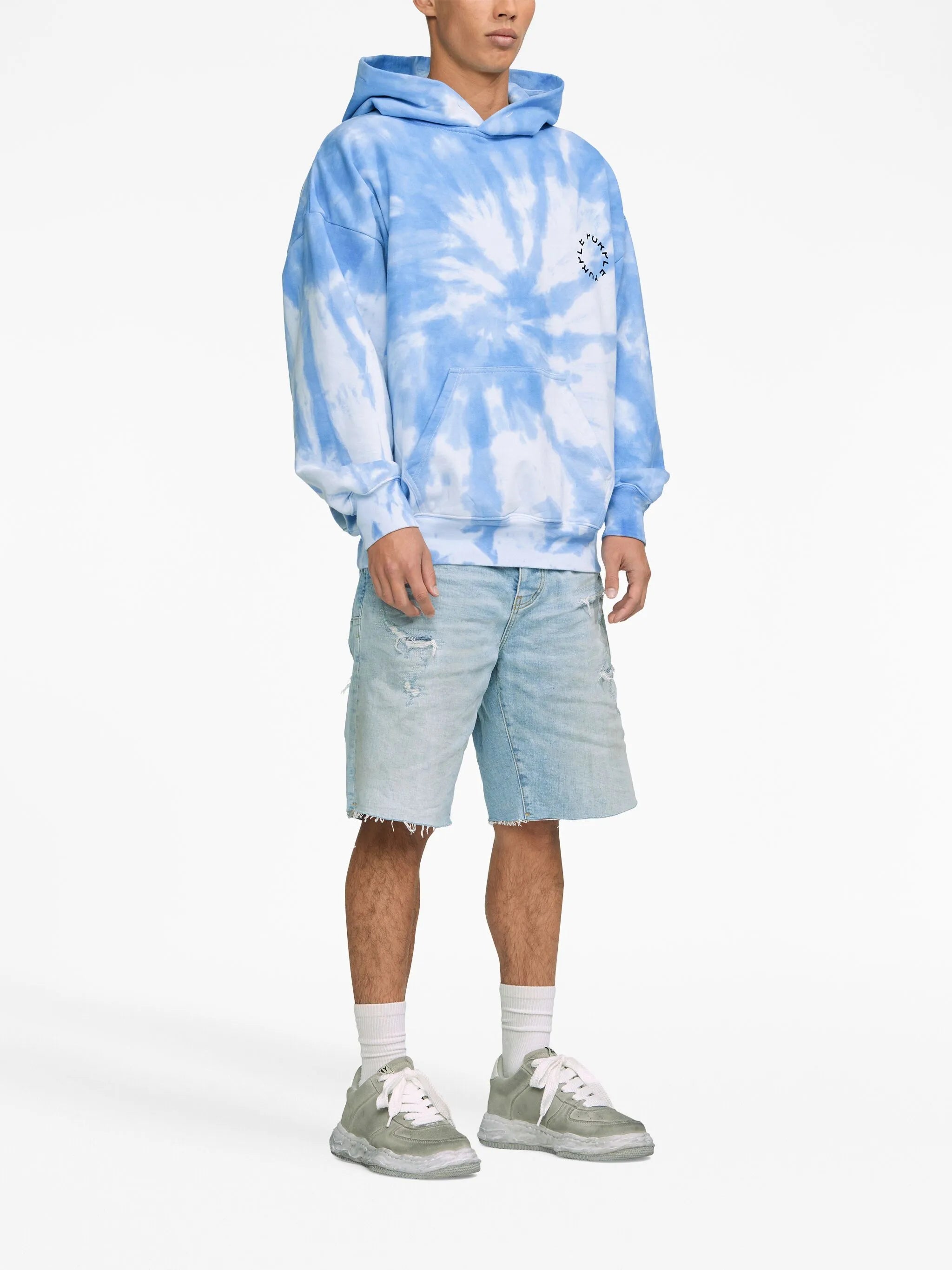 logo-patch denim shorts